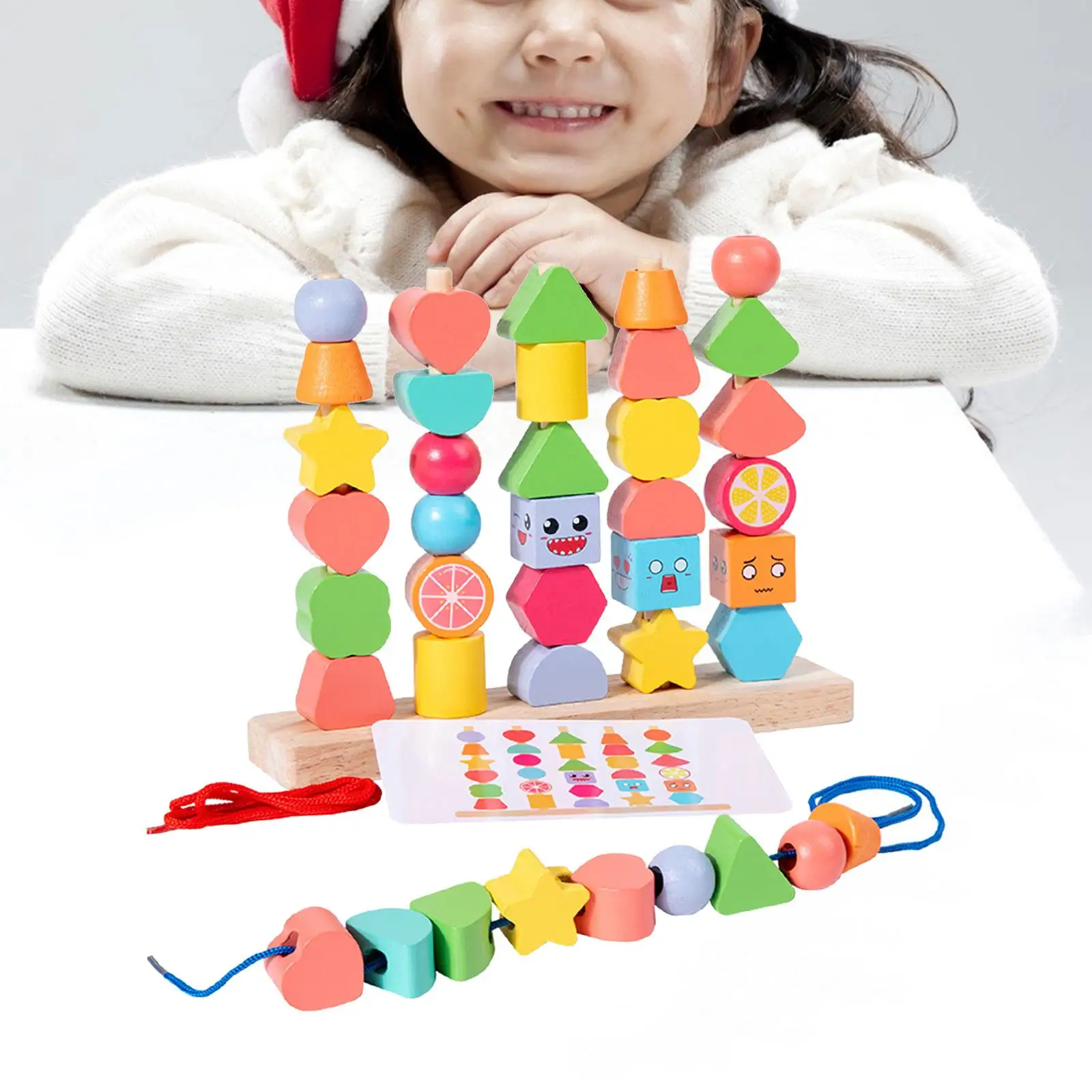 Matching Shape Stacker Stem Montessori Threading Toys for Kids Birthday Gift