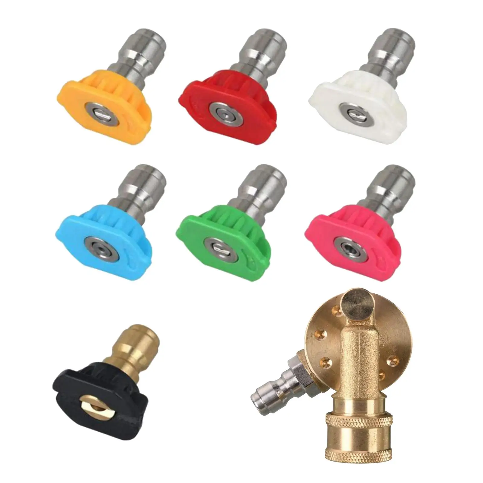 Pressure Washer Accessories,  Spray Nozzle Tips, Quick Connecting Pivoting Coupler, 1/4 4