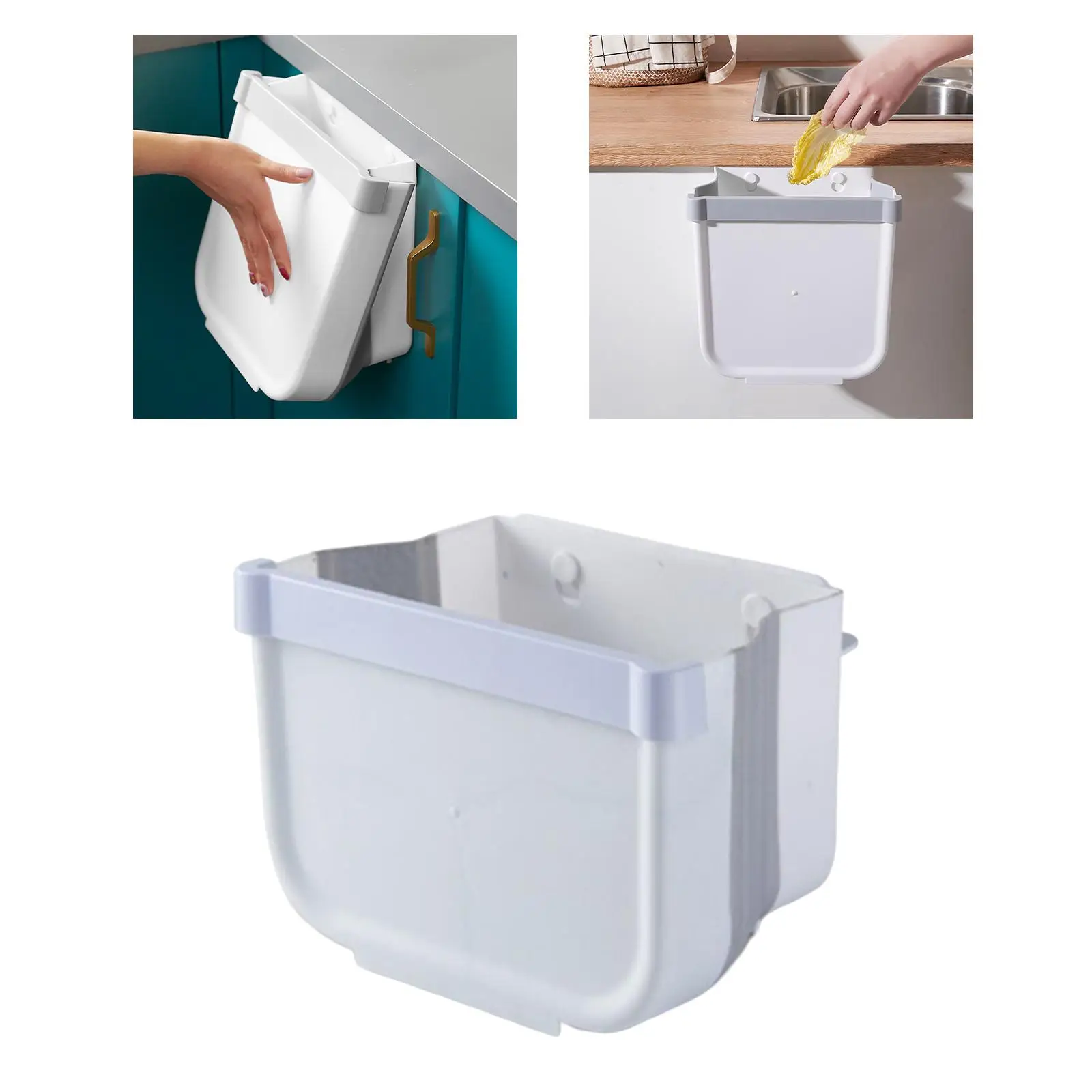 Collapsible Wall Mounted Trash Can Hanging Small Waste Basket Garbage Bin Dustbin for Cabinet Camping Bedroom Door Office