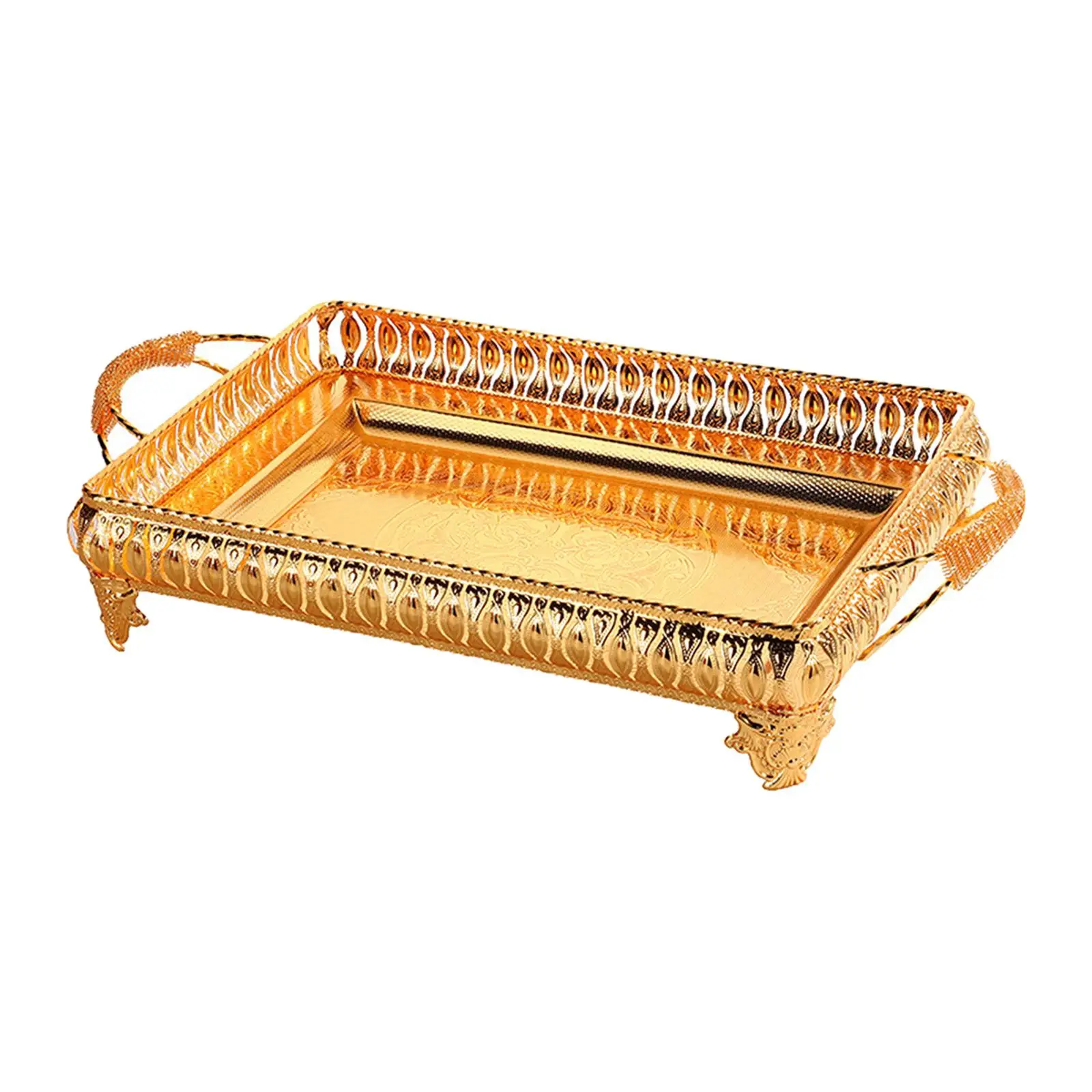 Golden Fruit Tray Lightweight Sundries Display Plate Bathroom Vanity Tray Snack Tray for Bar Living Room Dining Room Home Desk