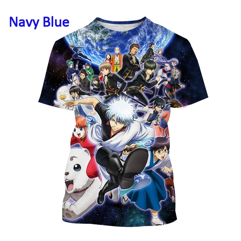 New Summer Men and Women Japanese Anime Gintama 3D T-shirt Personalized Round Neck Casual Short-sleeved T-shirt