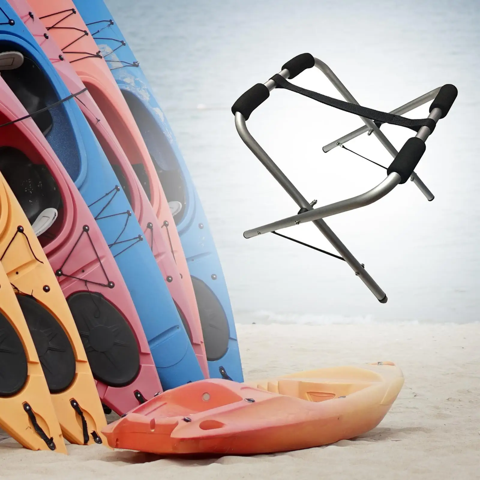 Folding Kayak Stand Shelf Support Holder Kayak Storage Rack Paddle Board Stands for Snowboards Boat Longboard Skateboard Outdoor