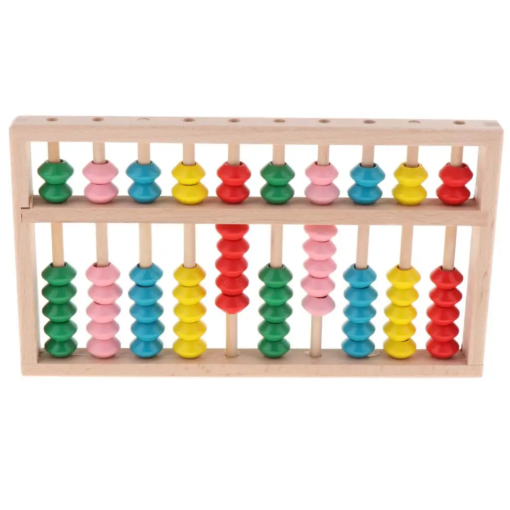 10 Digits Rods Wooden Abacus Colorful Chinese Calculator Counting Tool