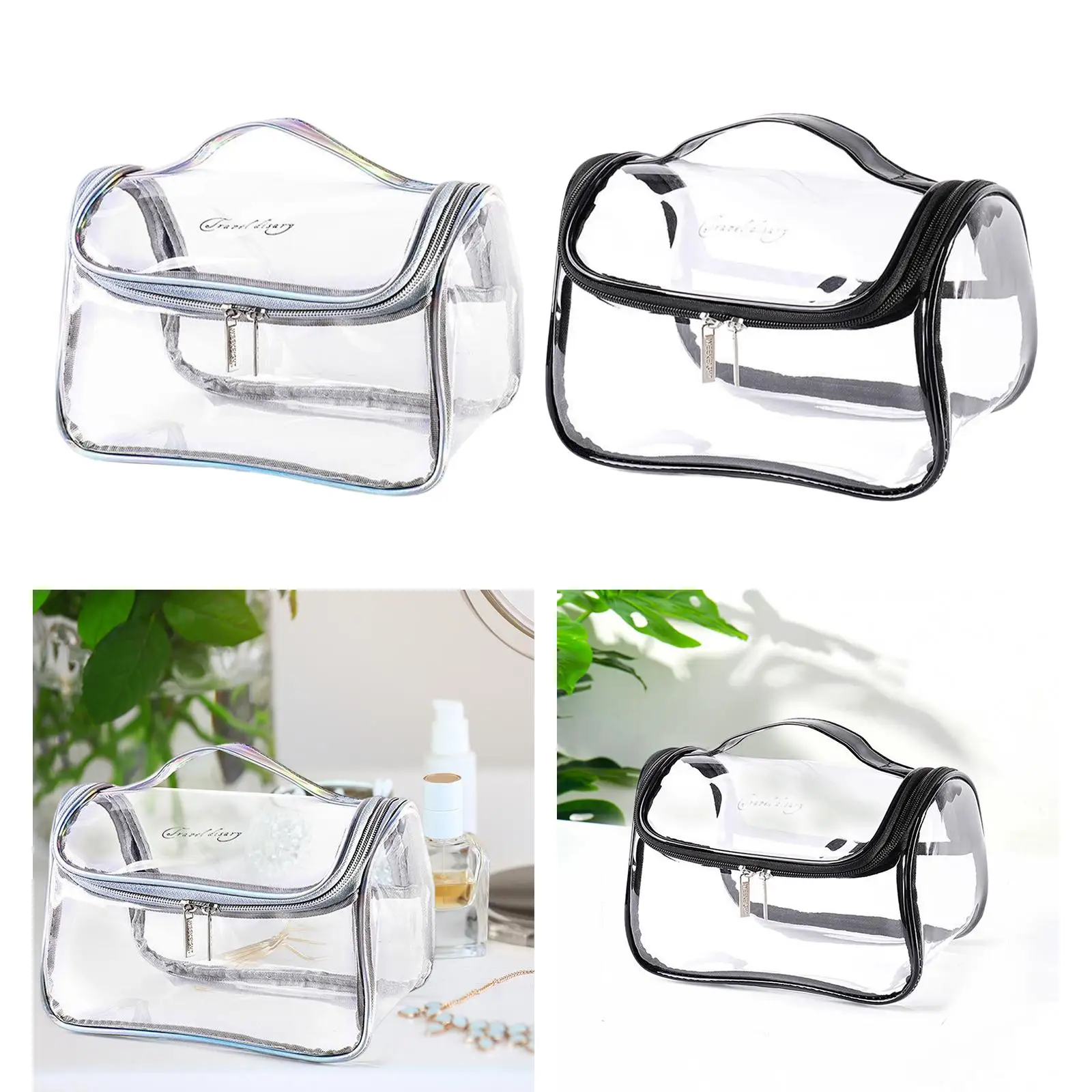 Clear Makeup Bag with Handle Travel Bag for Carry on Travel Essentials Gym