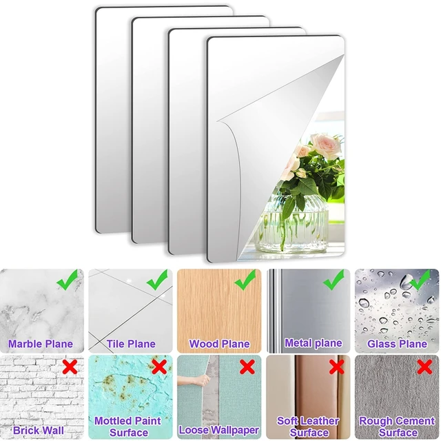 Letaosk 10pcs Flexible Stick-on Squares Mirror Sheet Self Adhesive Self  Adhesive Decor Wall Tile 15x15cm Mirror Paste Home Decor - Wall Stickers -  AliExpress