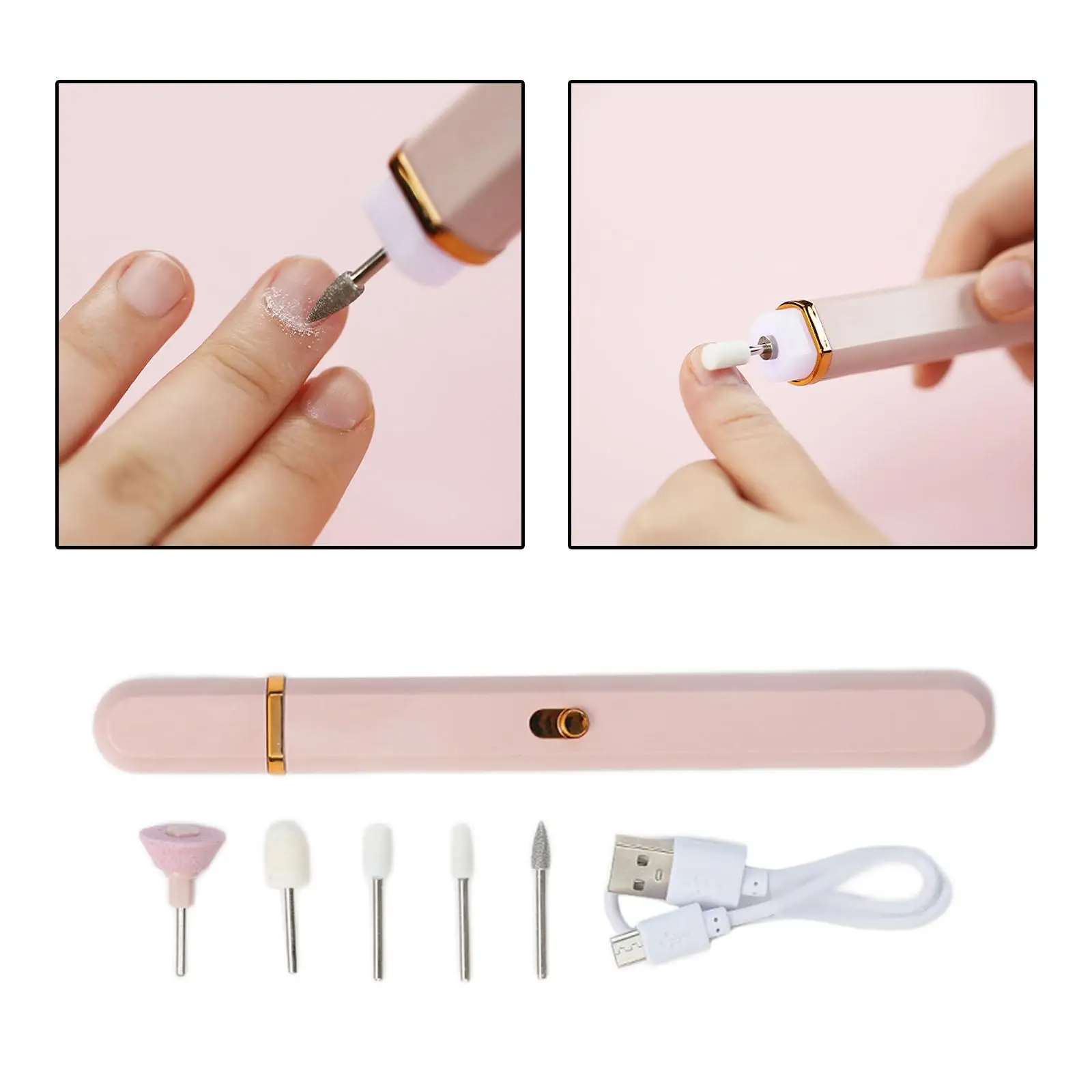 Rechargeable Electric  Set, 5 Replaceable Heads Acrylic Nails  ing for 