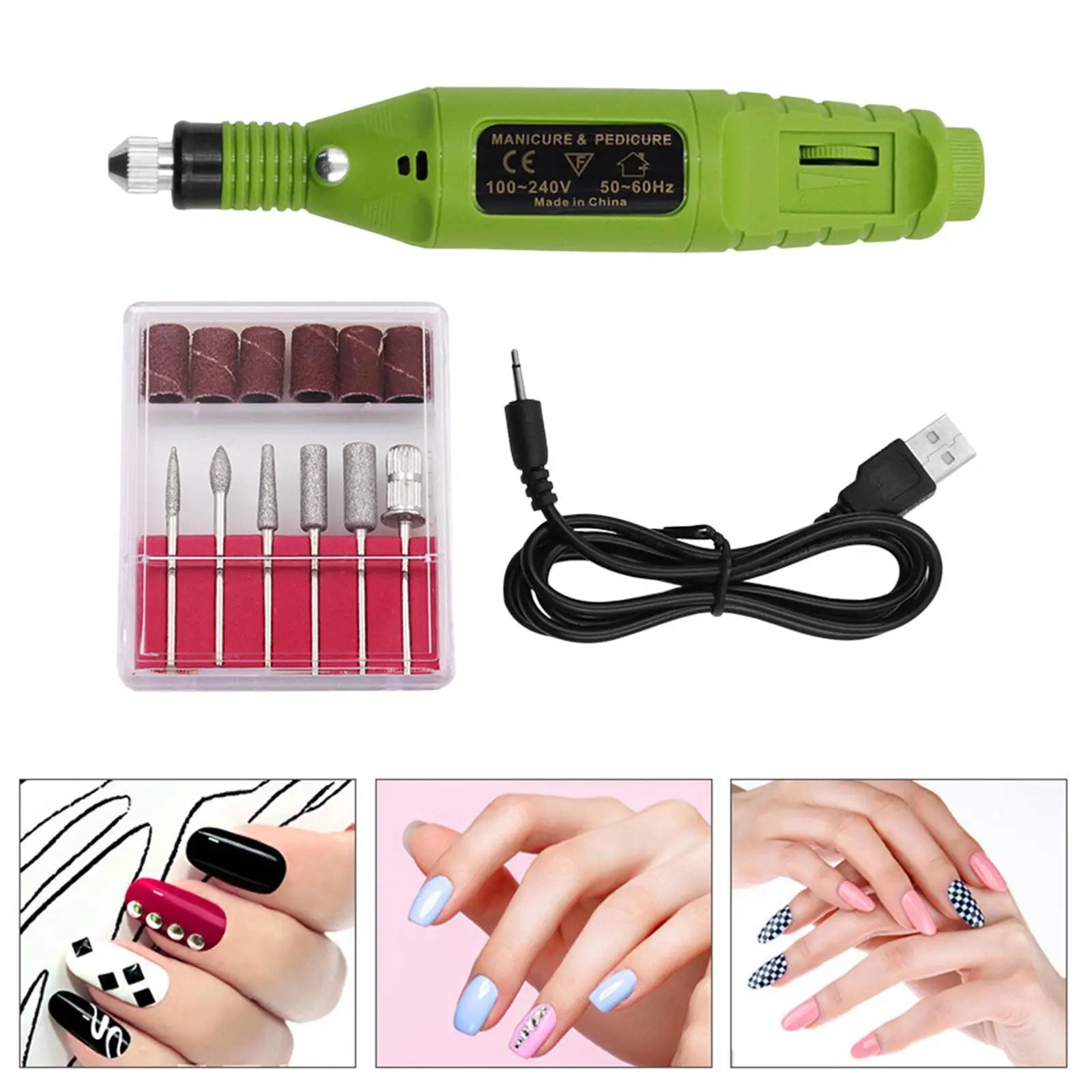 2000RPM Portable Nail Drill Pen Polish Machine Sander Polisher Changeable Drills for Beginners Salon Engraving Finger Toe Care