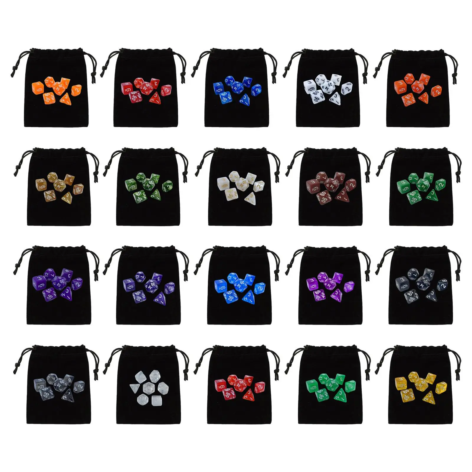 Polyhedral Dices Set with Bags Role Playing Game Dices for Party Games