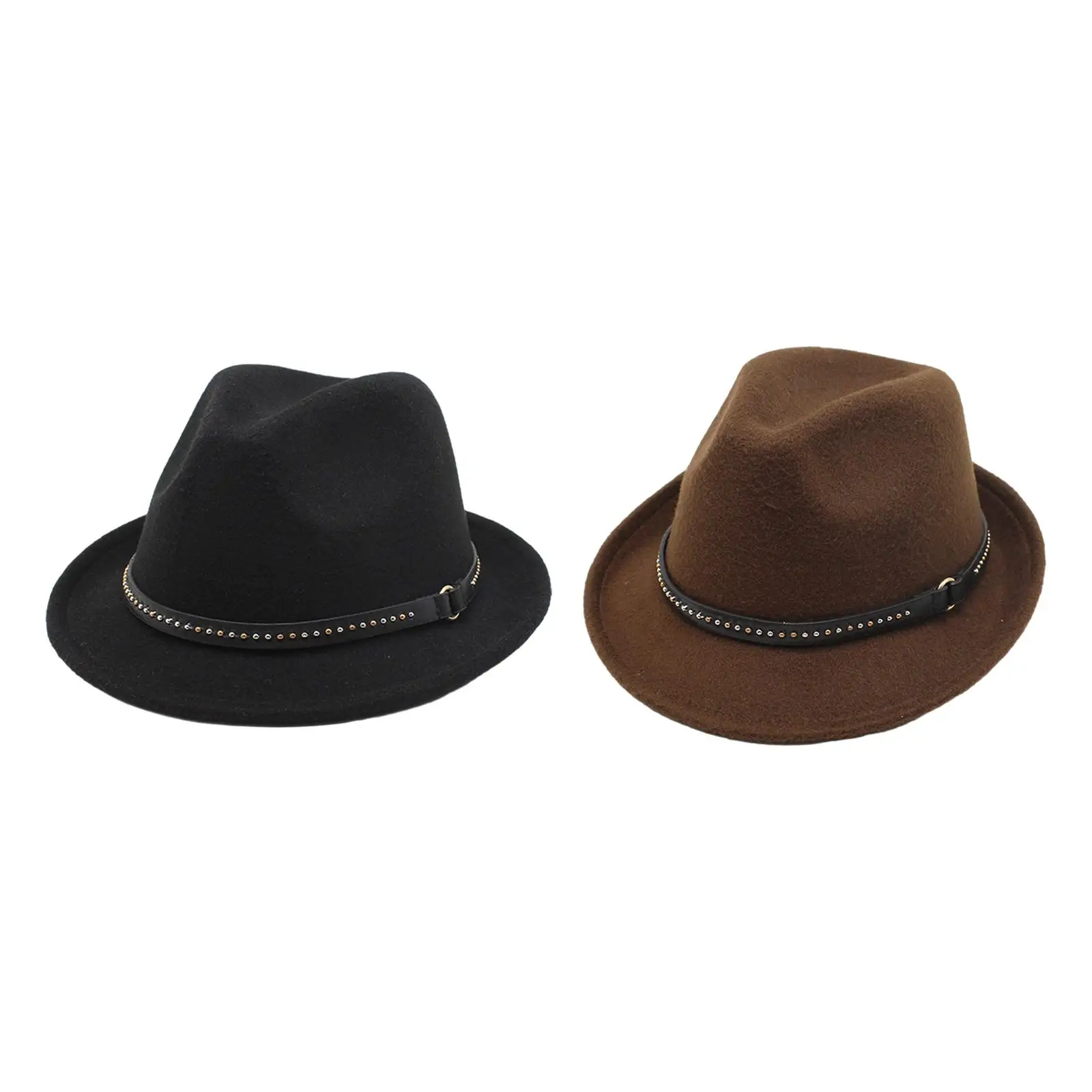 Fedora Hat Decorative Decorated Fashion Western Cowboy Hat Wide Brim Panama Hat for Stage Performance Fancy Dress Outdoor Events