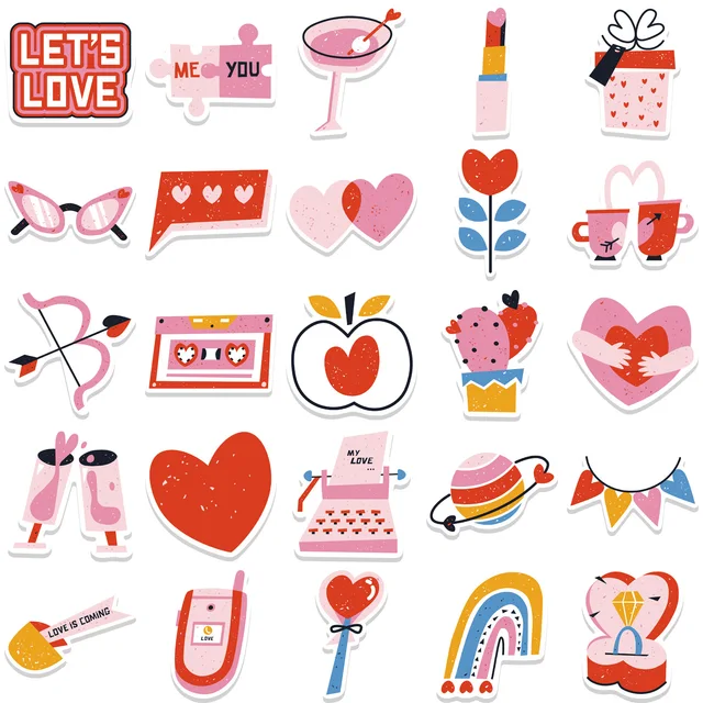 10/60PCS VSCO Pink Aesthetic Sticker Pack for Girl Suitcase