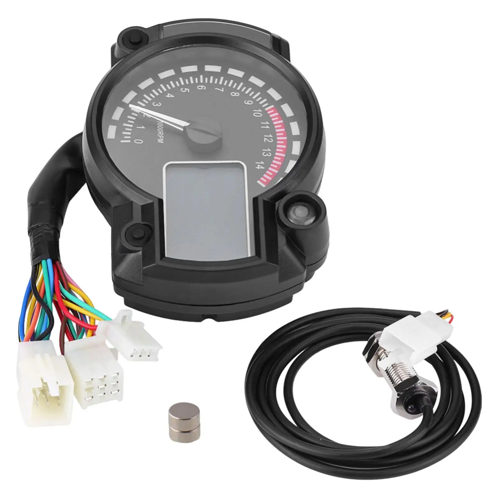 Motorcycle Speedometer 12V LCD Display Odometer Indicators with Speed Sensor