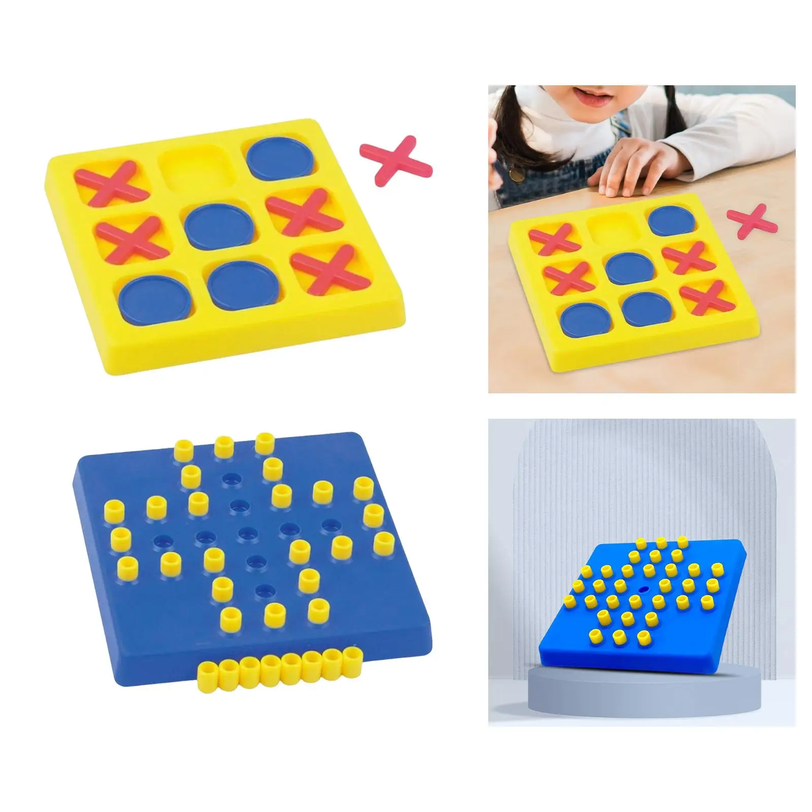 Tic TAC Toe Jump Marbles Intellectual Development Peg Solitaire Board Game for Backyard Entertainment Travel Children