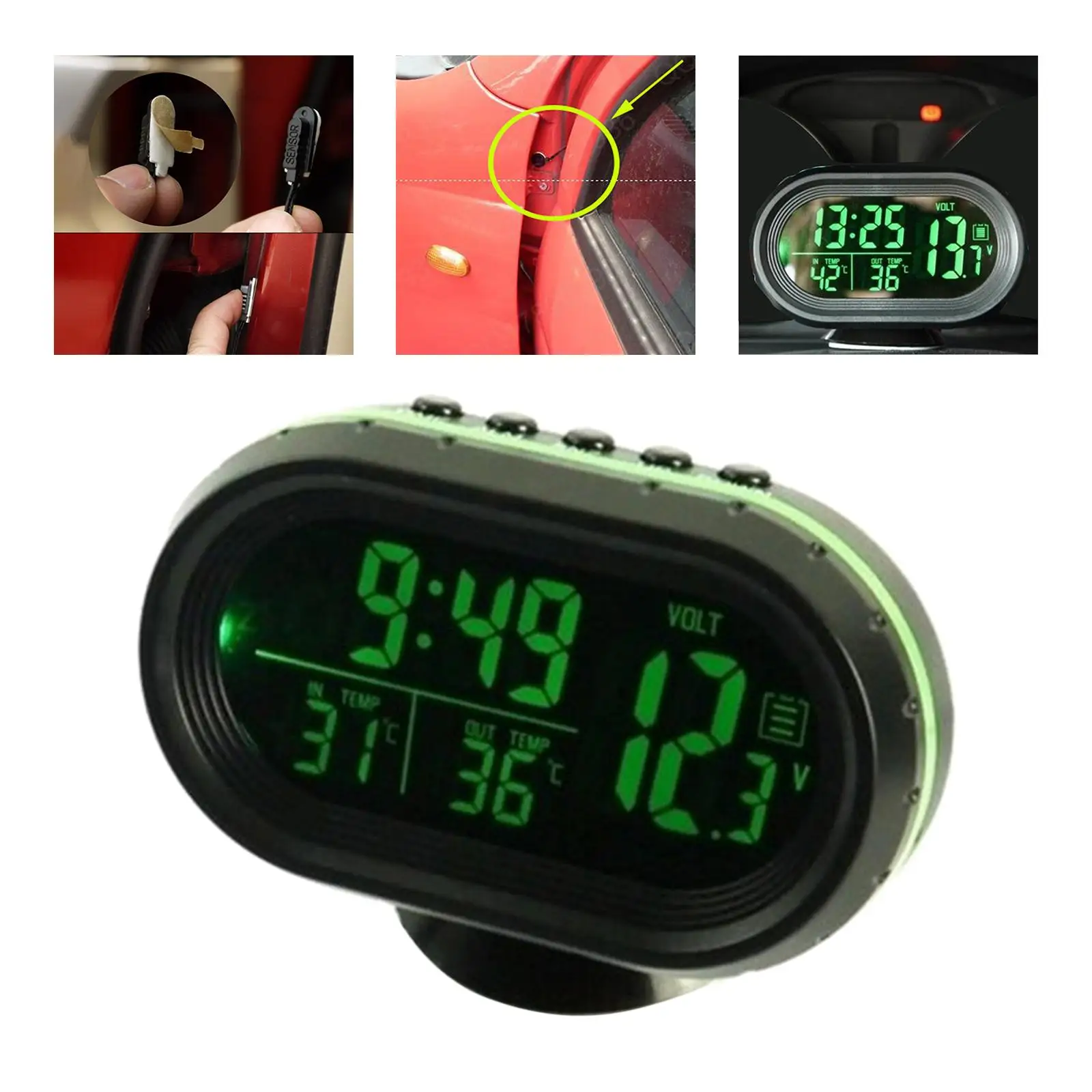 Thermometer Clock Voltmeter Accessories Dual Temperature Gauge