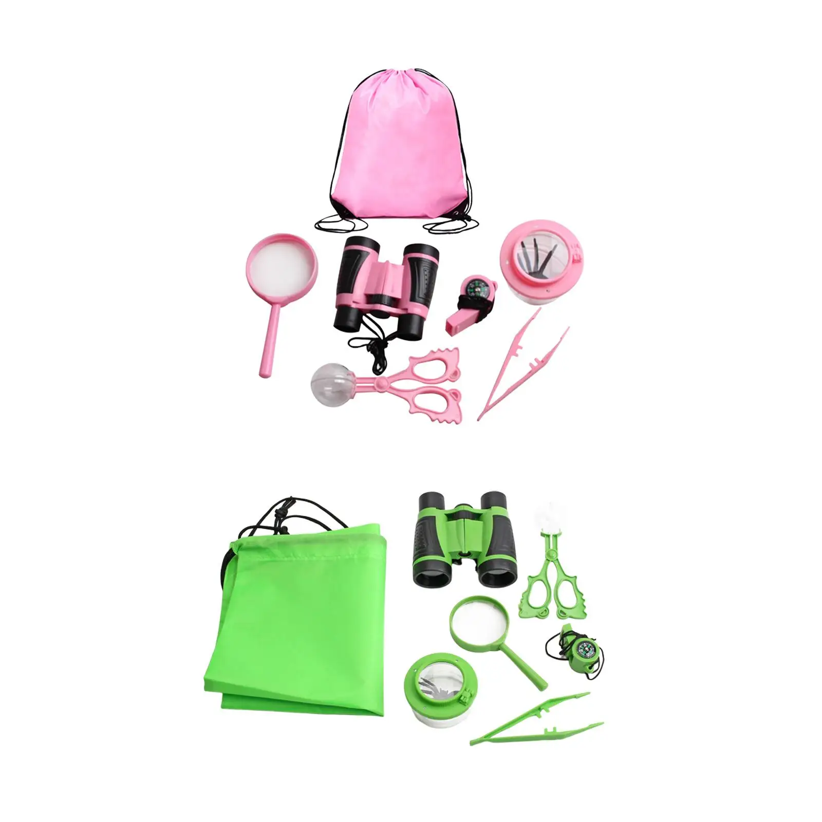 7Pcs Nature Exploration Kits Whistle Backpack for Kids Camping Gear Backyard Outdoor Games Plants Animal Learning Kids Children