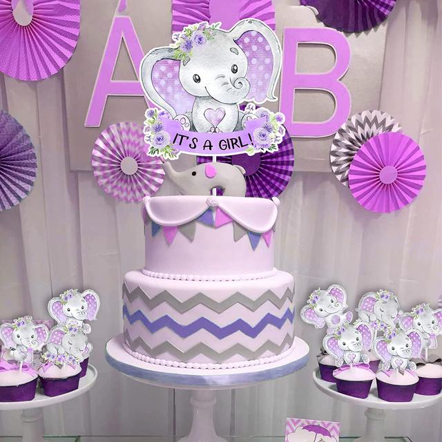 Lavender elephant fashion baby shower decorations