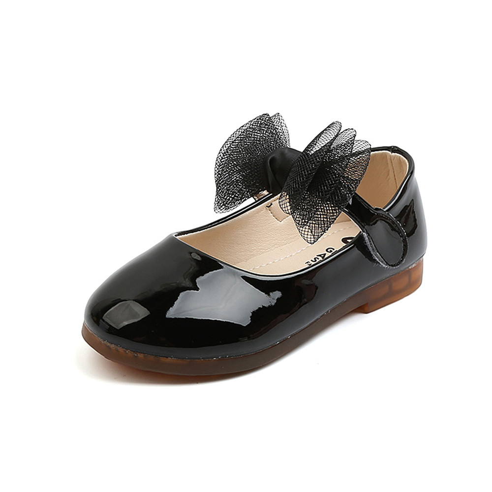 Mädchen Leder Schuhe, Einfarbig Weiche Sohle Flache Schuhe mit Dekorative Bogen Knoten, blass Rosa/Beige/Schwarz – Detail 19