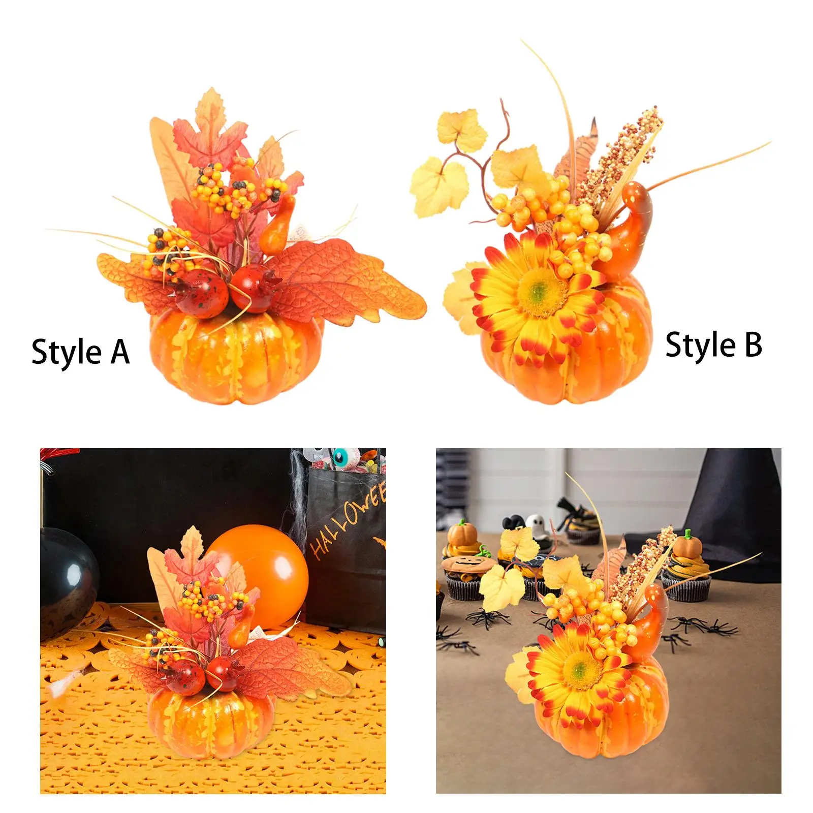 Artificial Pumpkins Decoration Ornament for Tabletop Fireplace Kitchen