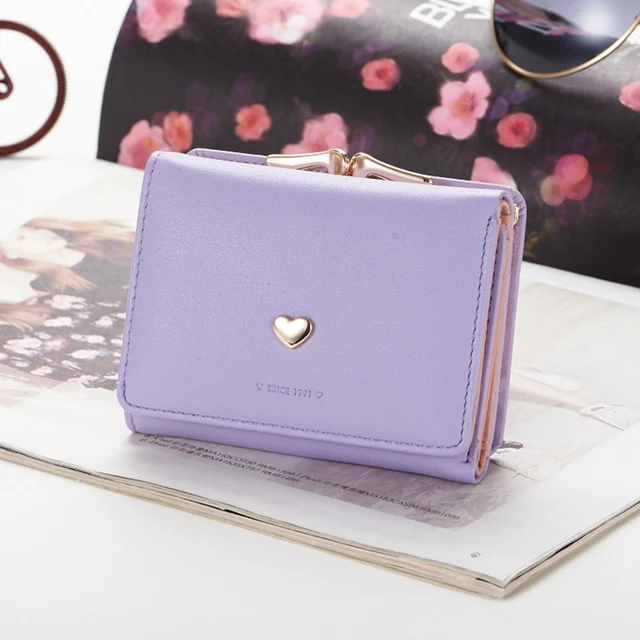 Lady Fashion Love Heart Trifold Wallet With Coin Pocket Wear-Resistant  Ultra-thin Coin Purse Exclusive Coach Bag Elegant - AliExpress