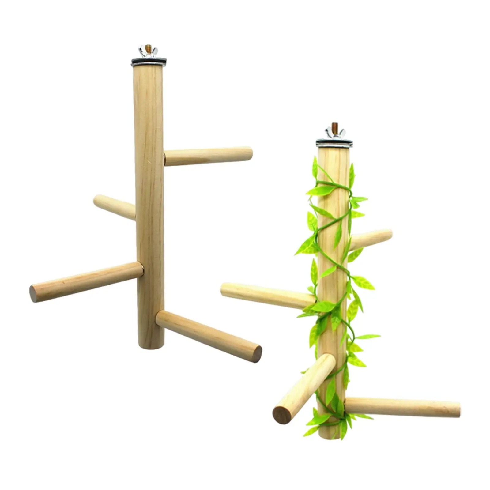 Natural Wood Pet Bird Perch Holder Birdcage Climbing Stick Hanging Parrotlets Stand Toy for Canaries Budgies Finches Parakeets