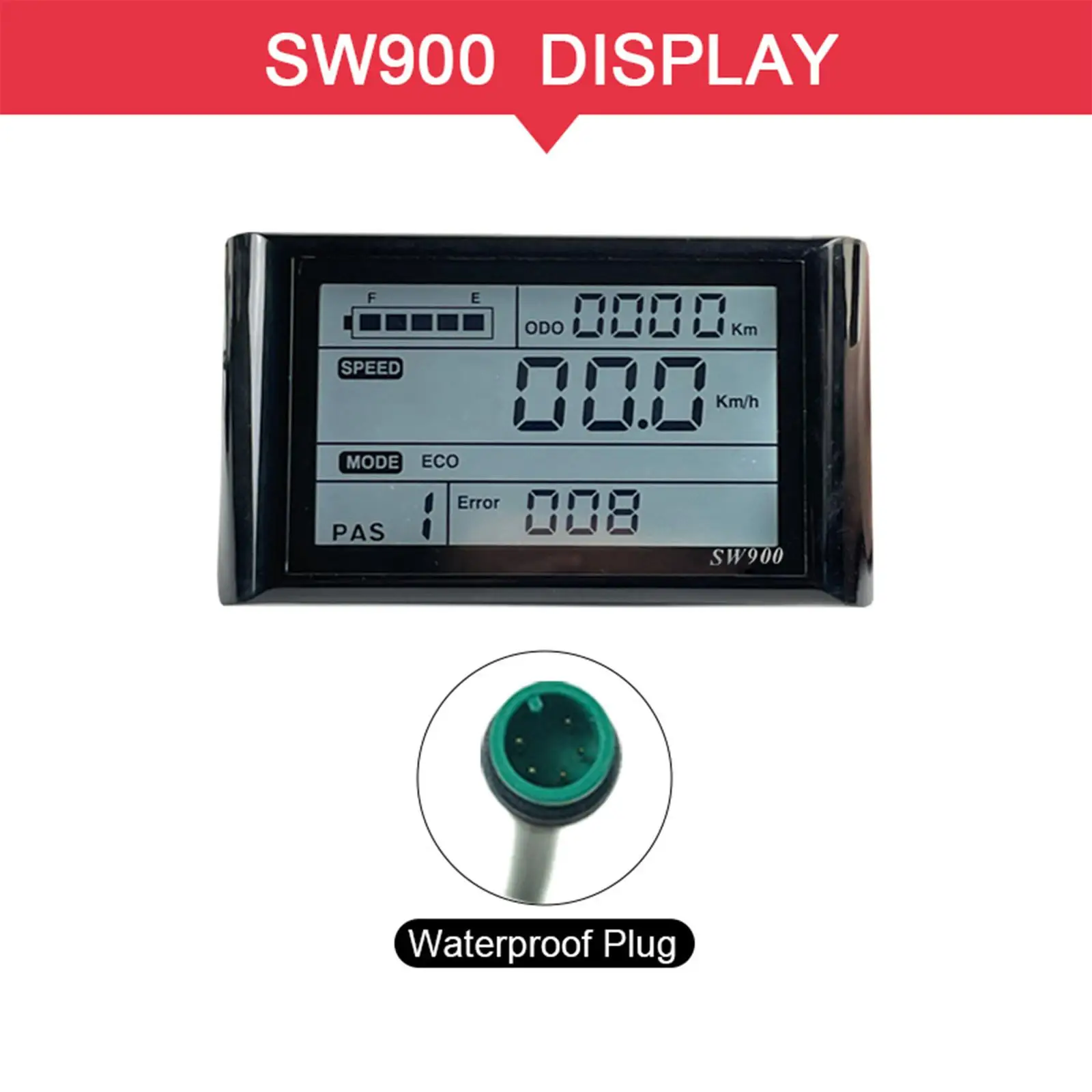 Electric Bike LCD Display Meter 5 Pin with Waterproof Plug Accessories Modification Speedometer Easy to Install for Camping