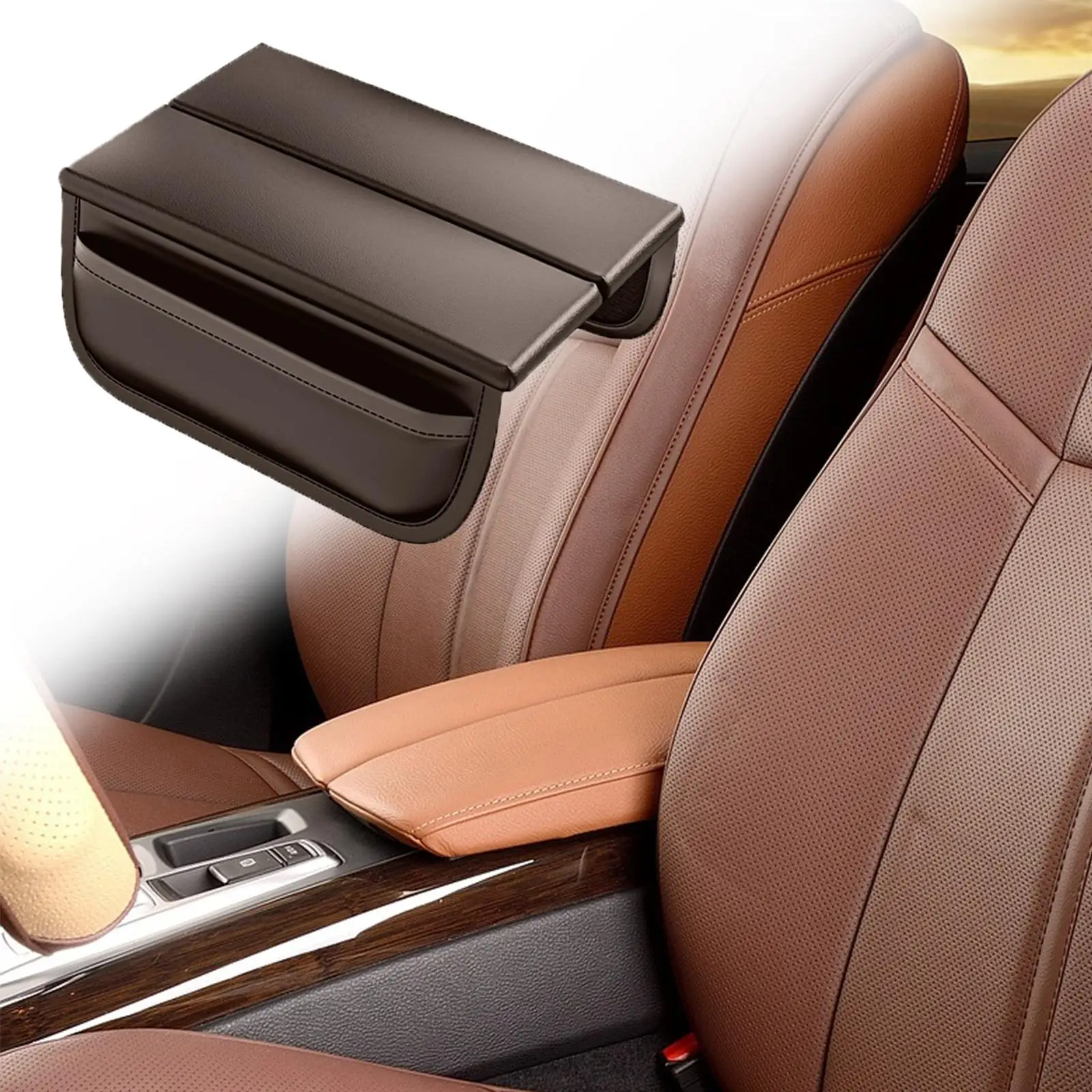 Car Armrest Cover PU Leather Automobile Accessories Center Console Cover