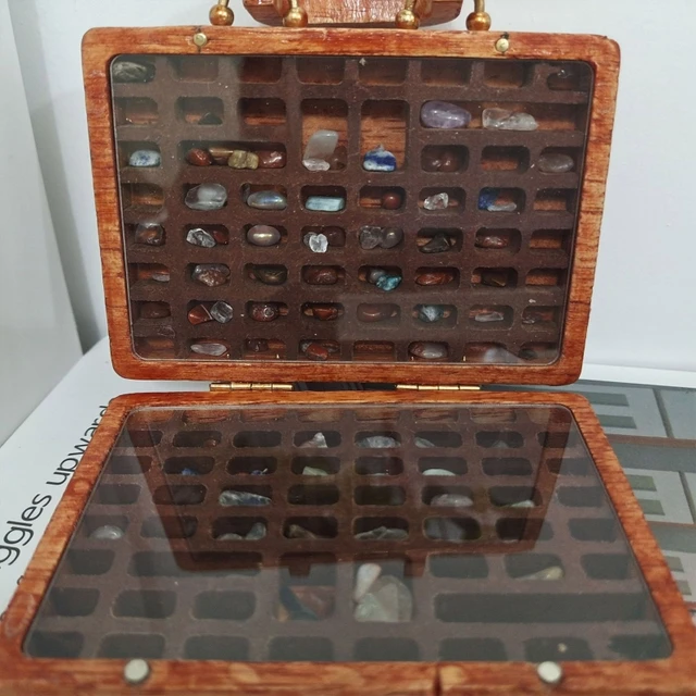 Mini Rock Collection Wood Suitcase Gift For Birthday Crafts Geology