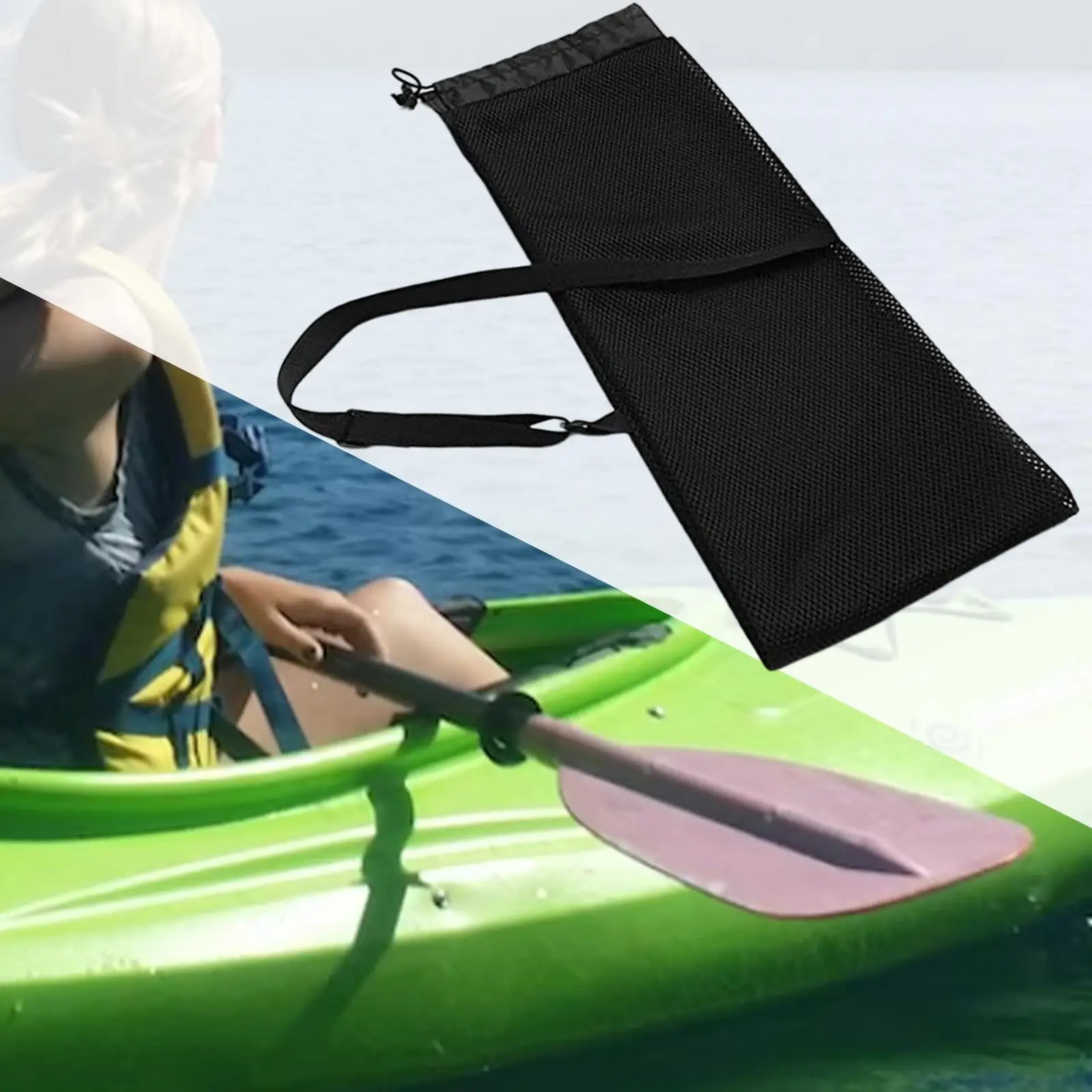Durable Kayak Paddle Bag Adjustable Strap for Canoe Holder Carrying Bag Split Shaft Drawstring Mesh Pouch Case Protector Cover