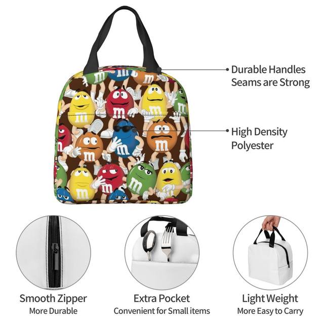 Custom M&M Candy Character Lunch Bag Women Cooler Thermal