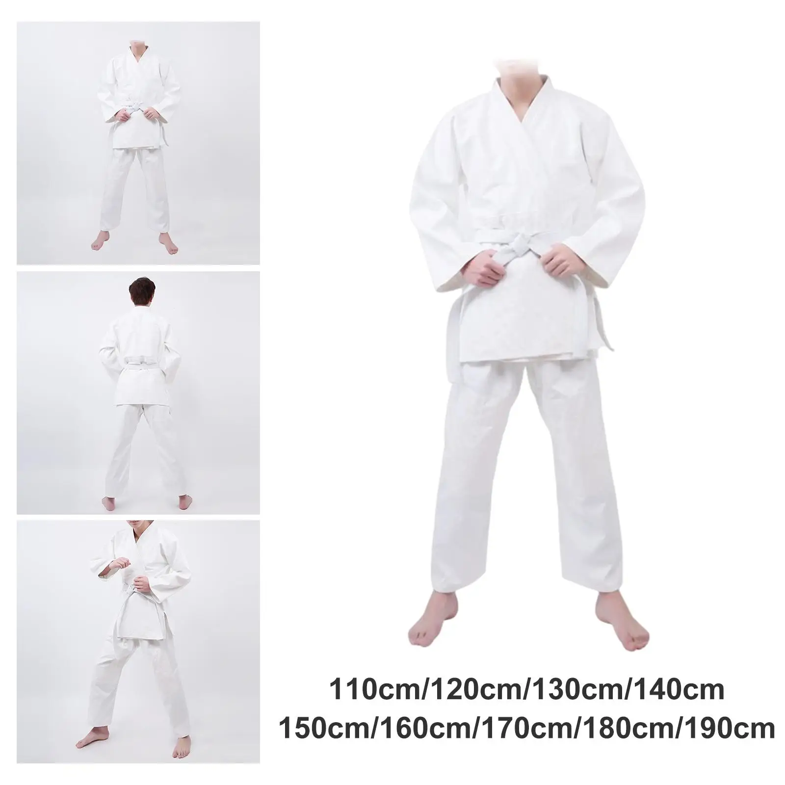 Traditional Judo Gi Uniform Long Sleeve Clothing Costume White Belt Performance for Women Adults Children Beginners Training