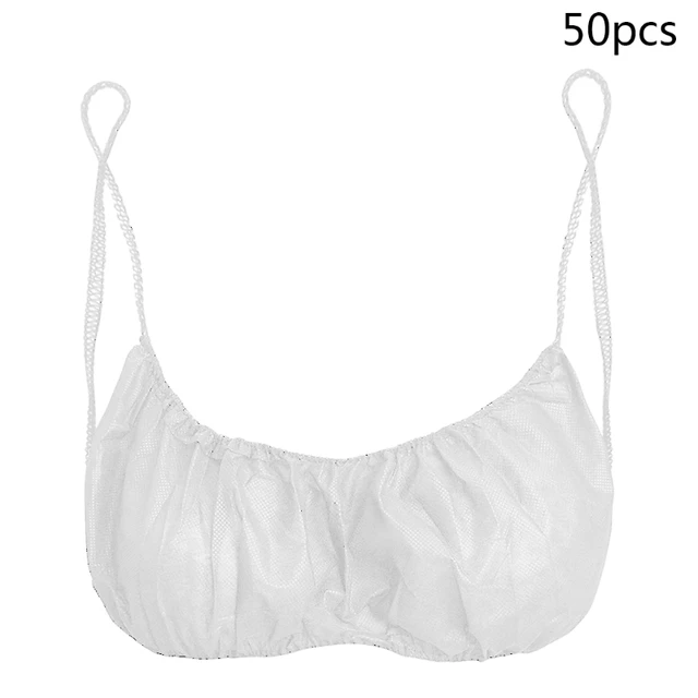 50 Pcs Women Disposable Bras Elastic Straps Spa Top Underwear Non