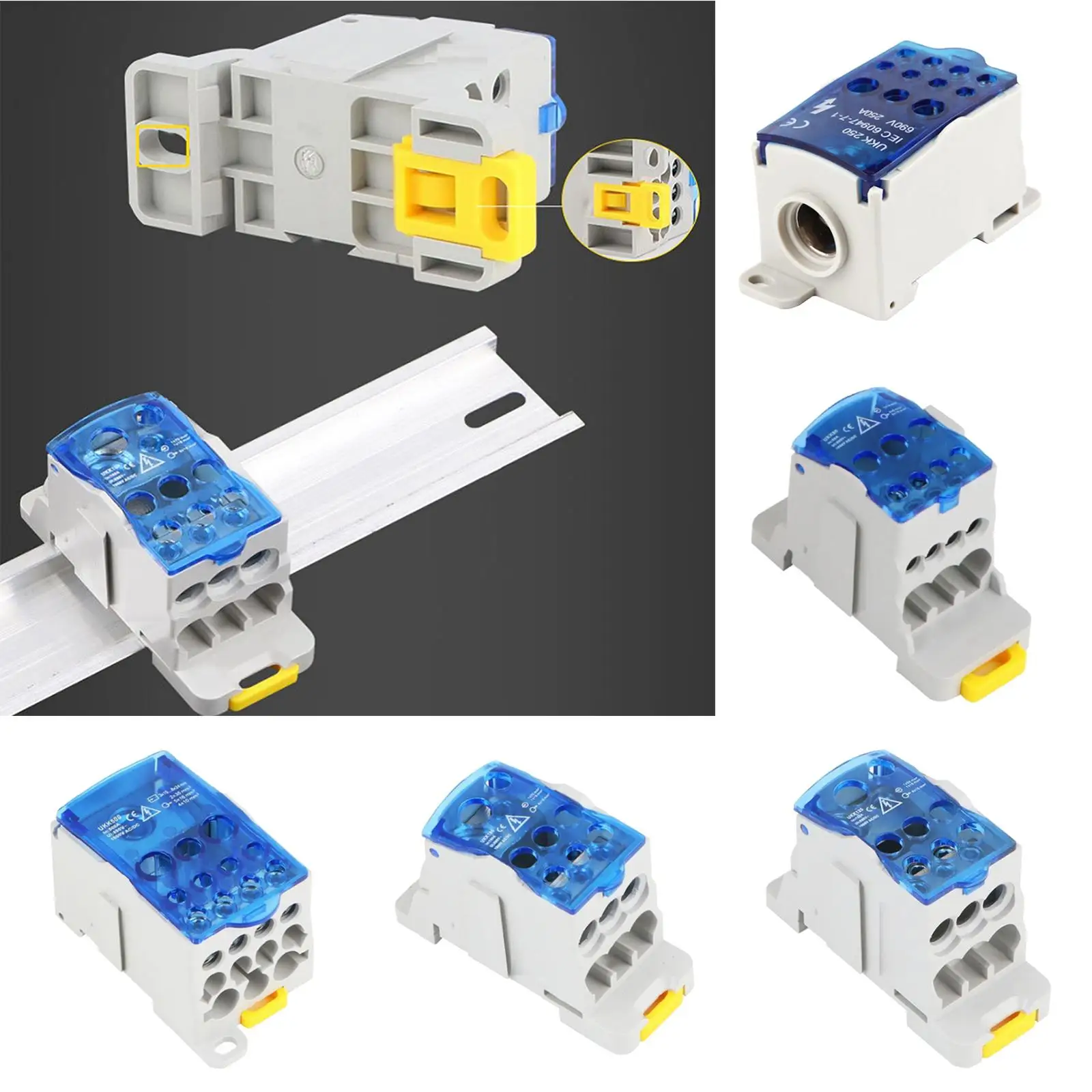 Terminal Case Block Distribution Box Electric Wire Connector Power Junction Box for Power Distribution Cabinets with Cover