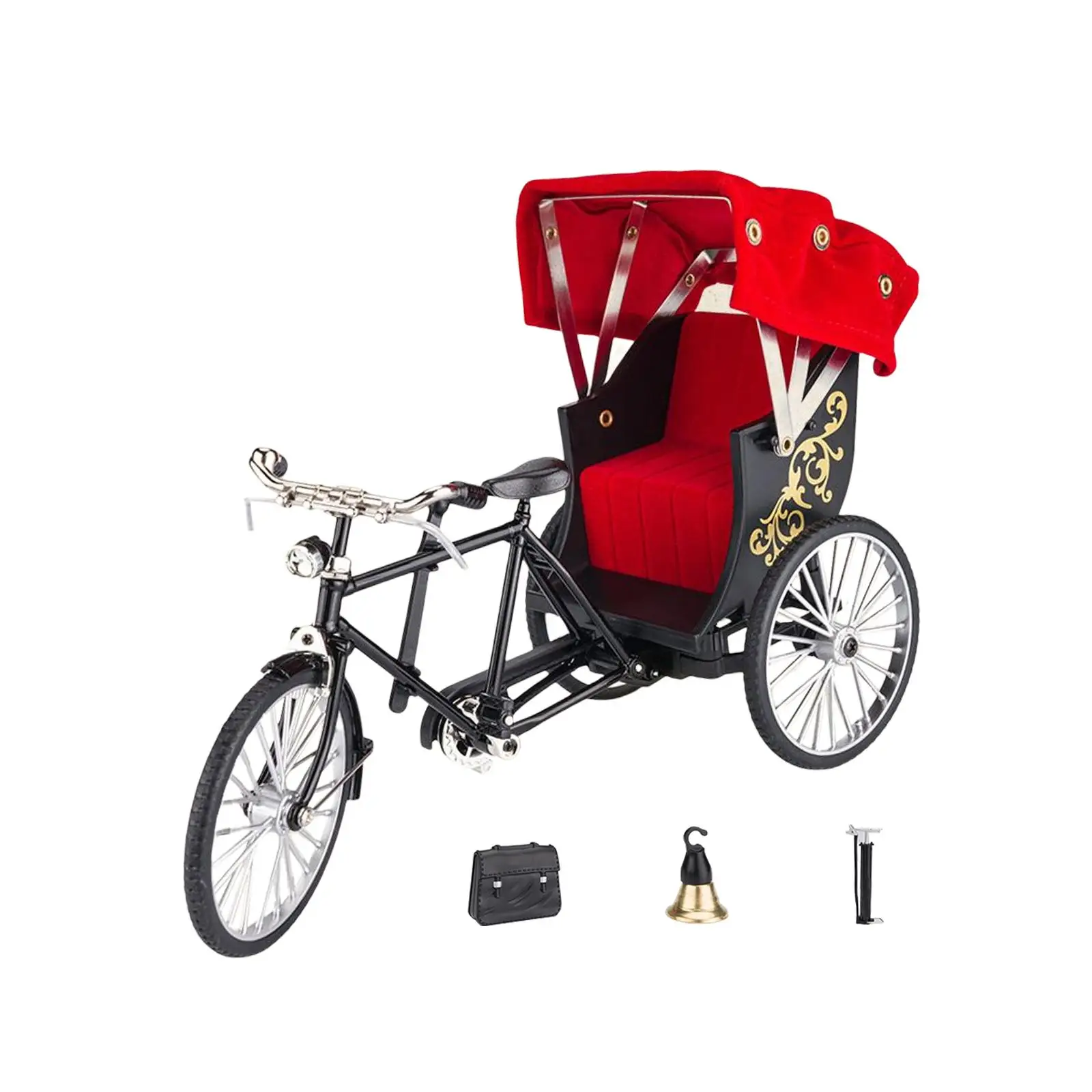 Hong Kong Rickshaw 1:12 Decoration Crafts with Simulation Awning Alloy Die Cast Collection Adult