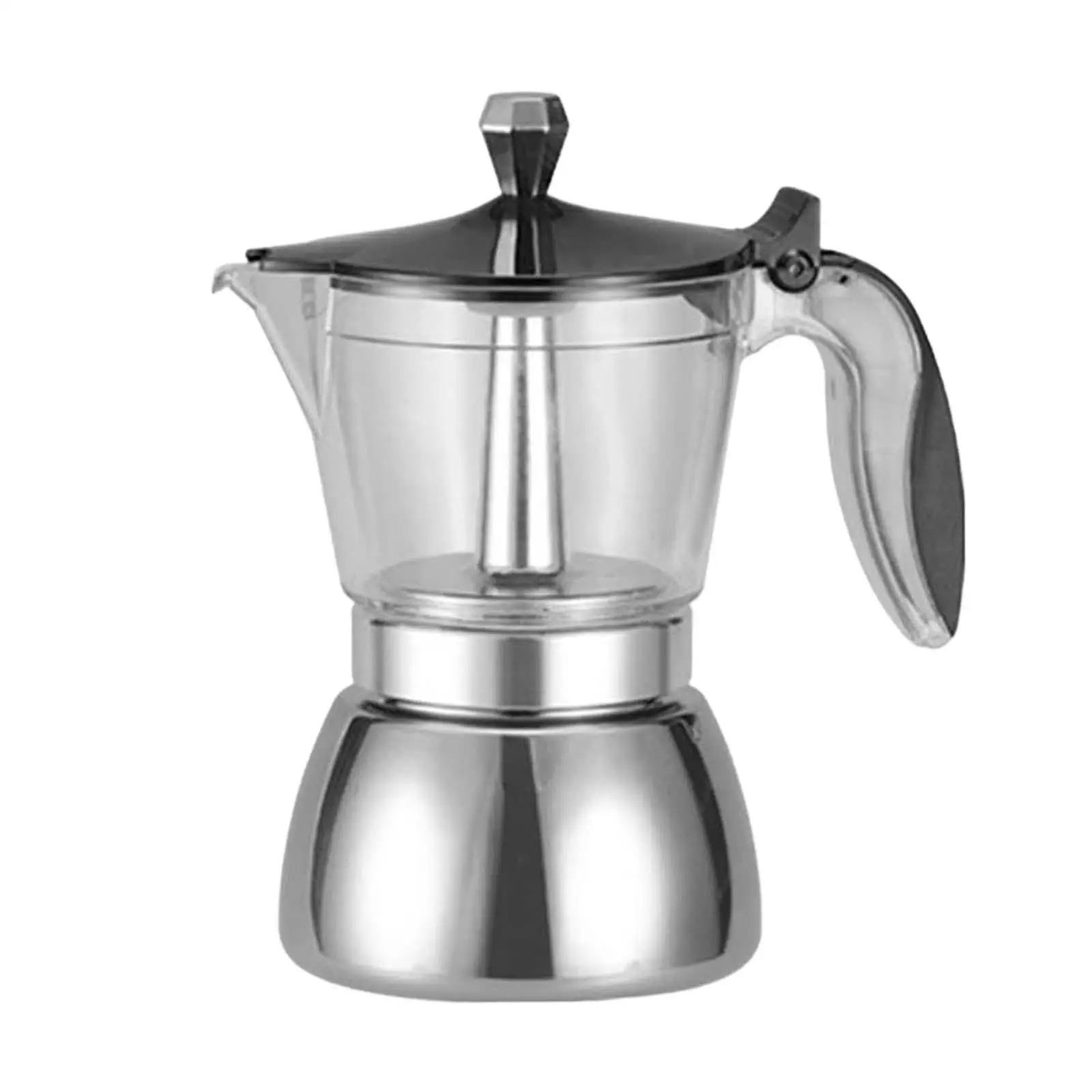 Moka Pot Anti Scald Handle Italian Style Stainless Steel Stovetop Espresso Pot for Barista Accessory Outdoor Camping Home