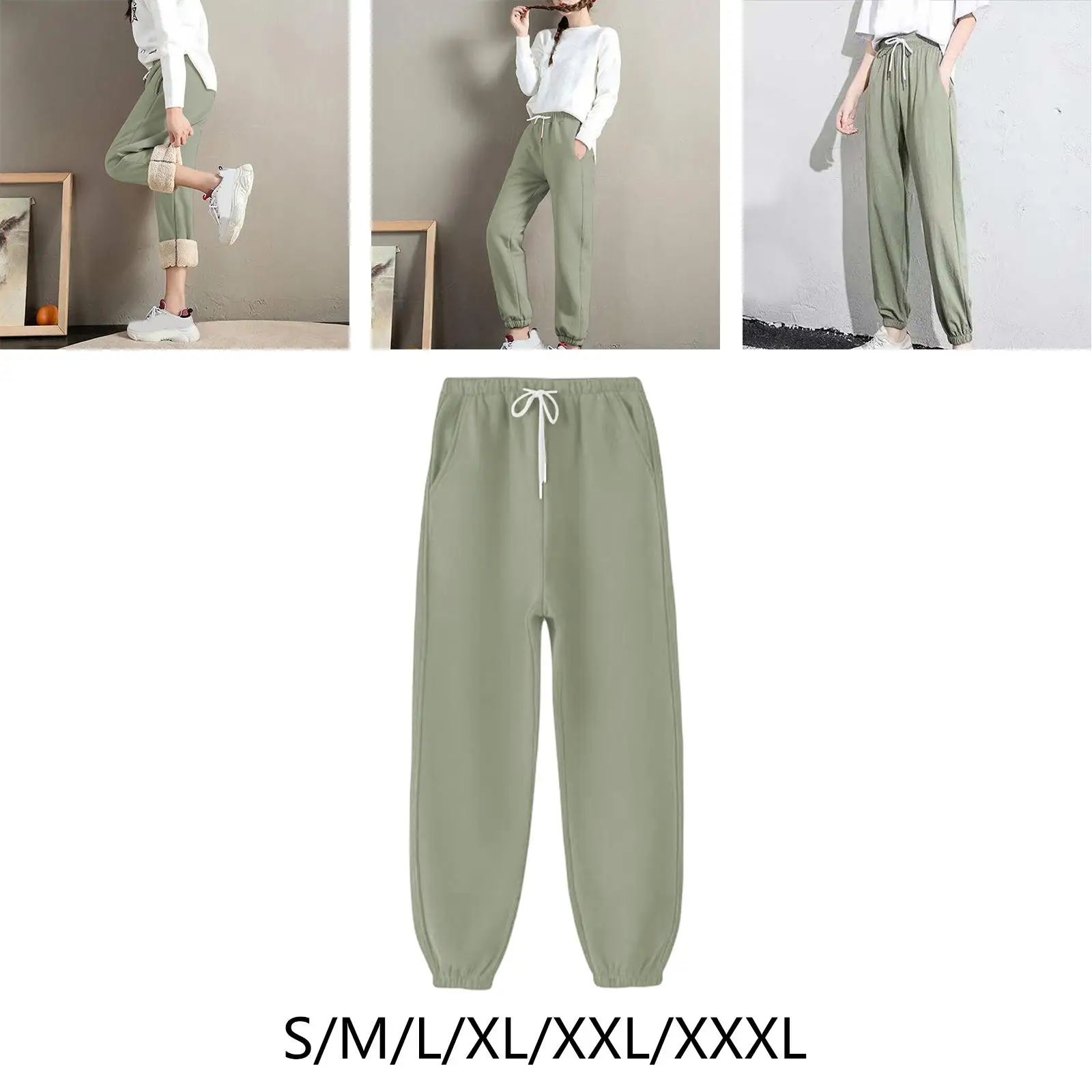 Plush Lined Sweatpants, Casual Harem Casual Trousers Jogger Pants for Sports Spring