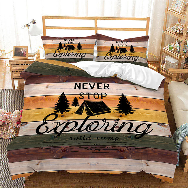 Happy Camping Duvet Cover Microfiber Camping Travel Car Tree