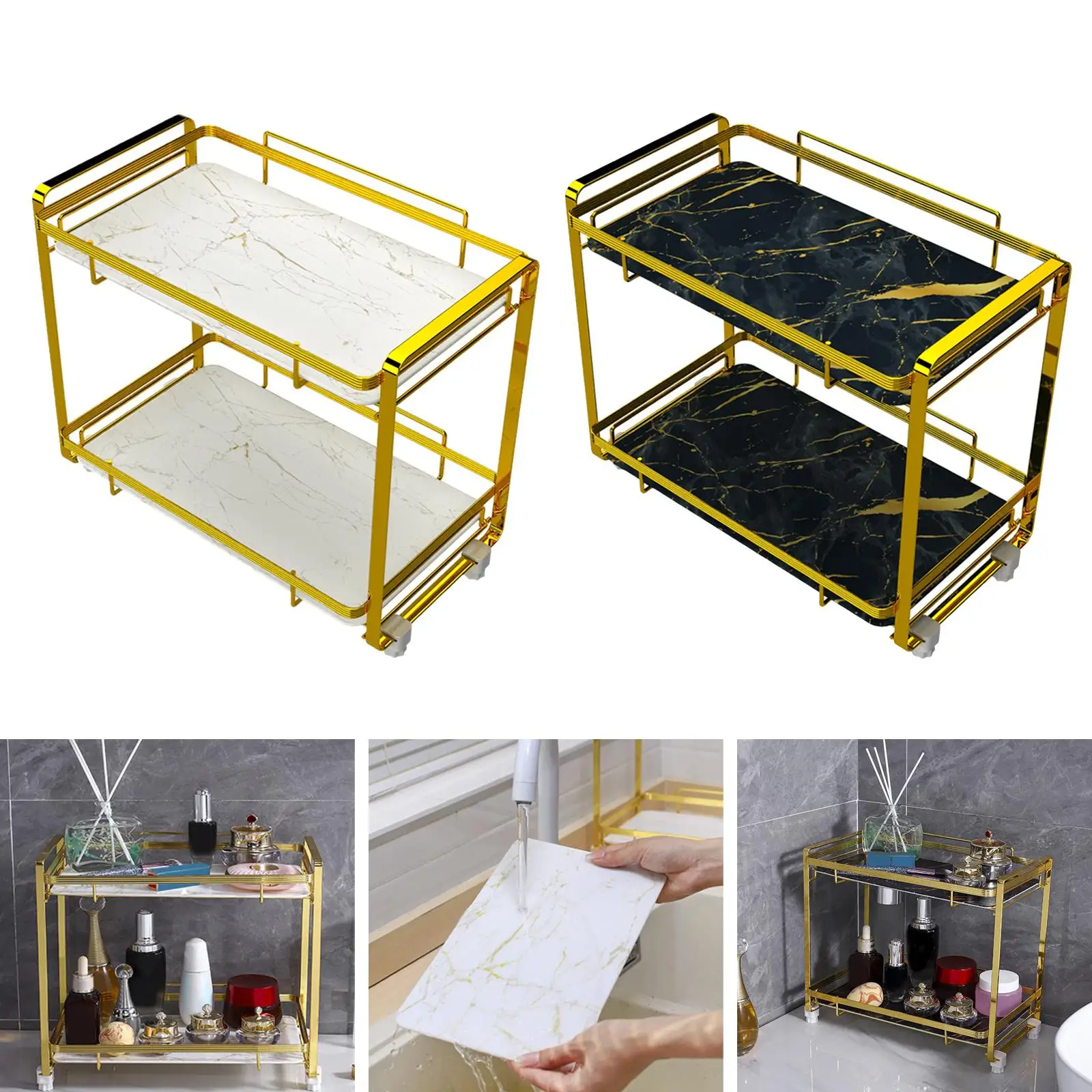 Creative Cosmetic Organizer Shelf Display Stand Lipstick Perfume Tray Dressing Table Metal Cosmetic Storage Holder for Home