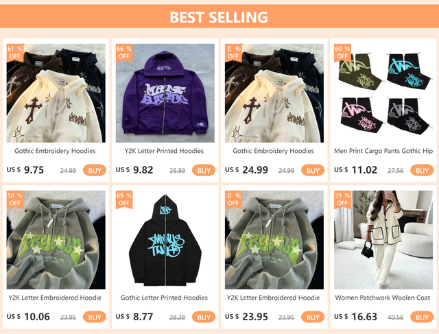 Y2k Oversized Hoodies Retro Hip Hop Jacket Gothic Embroidery Zip