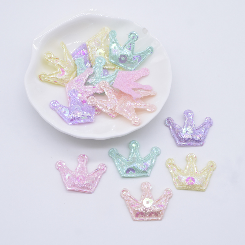 100pcs 28*20mm bling Crown Applique gepolsterte Patches für DIY Kopf bedeckung Haars pangen Dekor Kleidung Hut Handwerk Näh zubehör – Detail 1