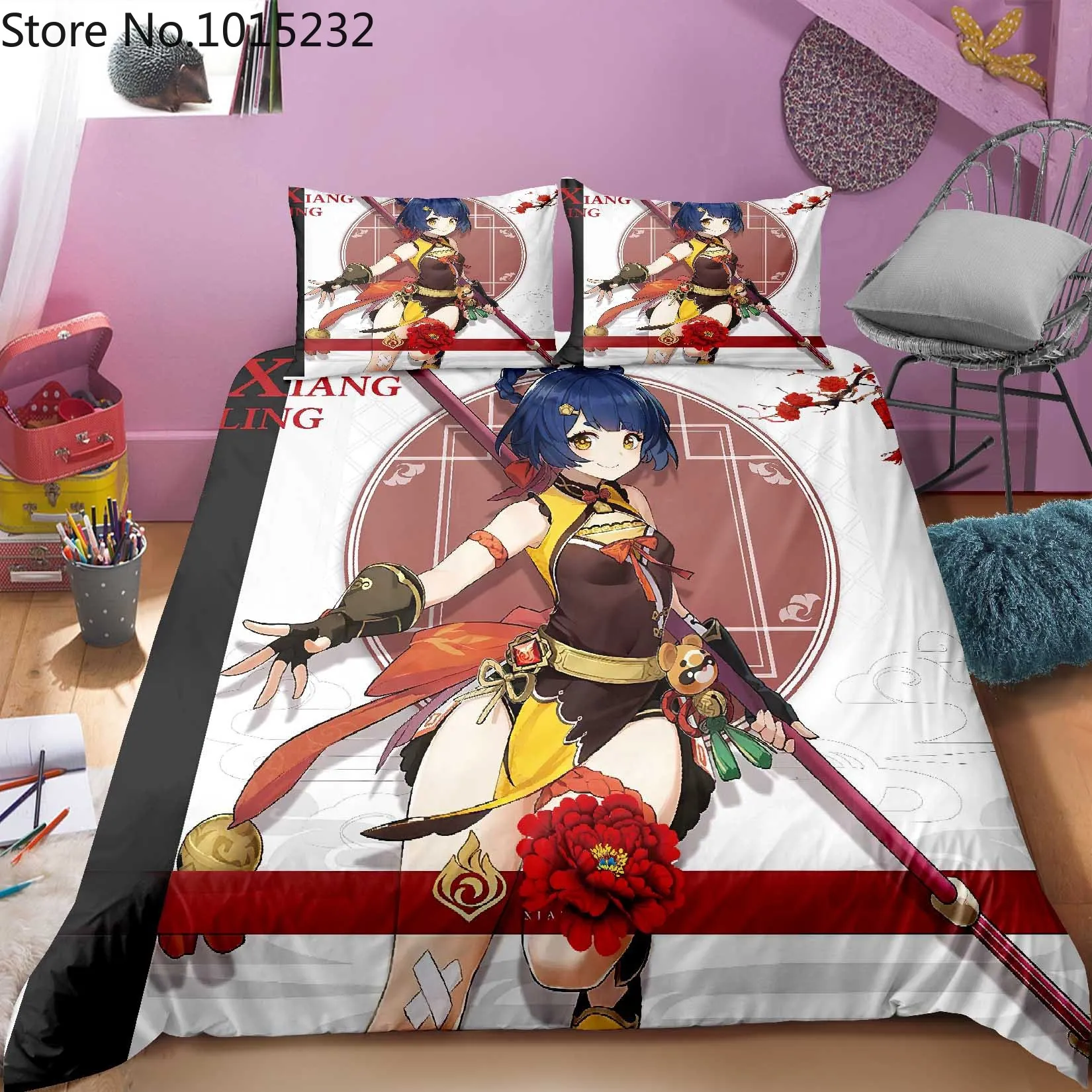 Anime Genshin Impact 3D Printed Bedding Set Duvet Covers Pillowcases Comforter Bedding Set Bedclothes Bed Linen