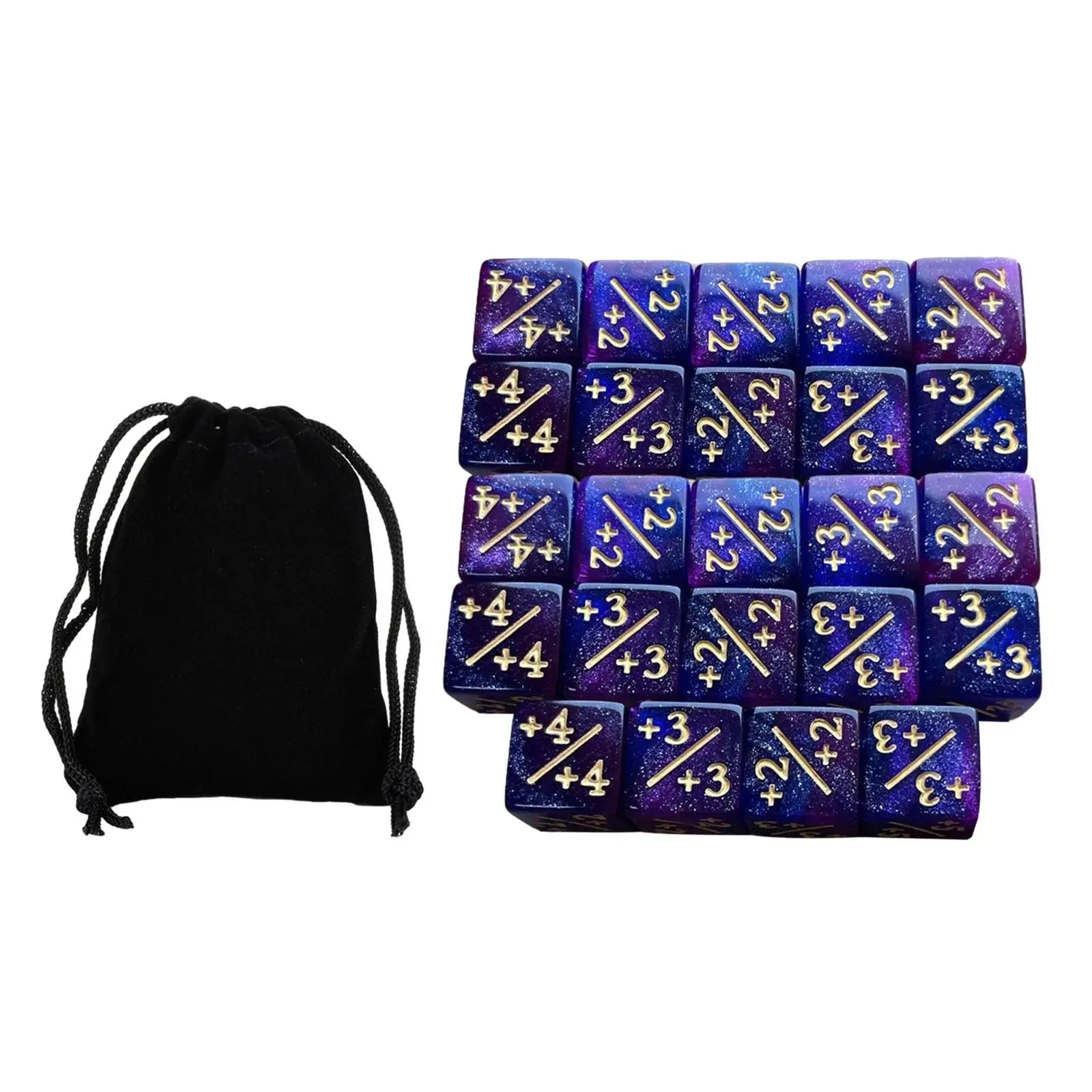 24 Pieces Dices Counter Token Dice Math Learning Game with Velvet Bag for Role Play Board Games Party Favors Preschool Math Game