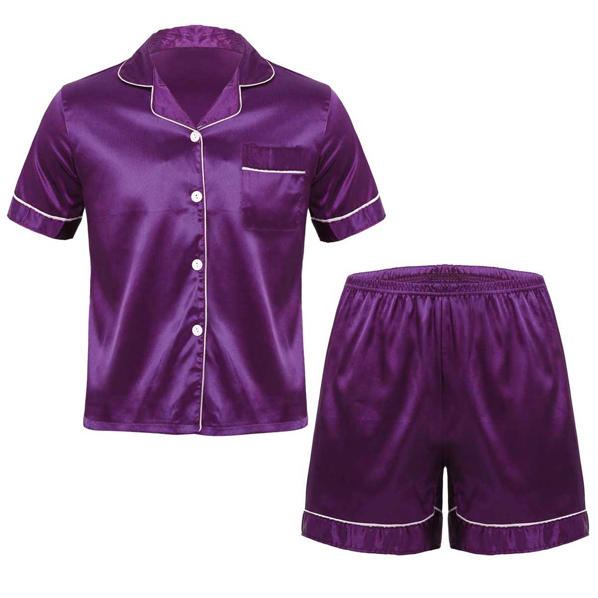 Title 4, Herren-Pyjama-Set aus seidigem Satin, Loungewea...