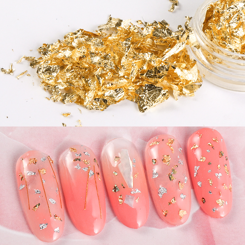 Description Picture 4 of itemGold Silver Colorful Nail Art Foil Paper Irregular Aluminum Nail Sticker Nail Art Accessories Glitter Gel Polish Nail Decoration