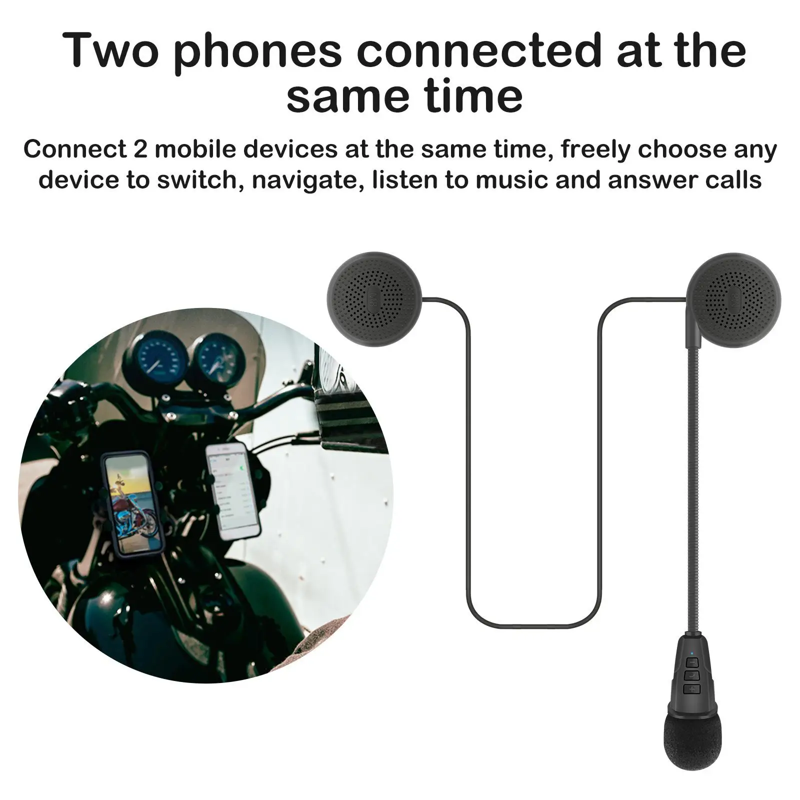 Motorcycle Helmet Bluetooth Headset 1 Pair Auto Answer Noise-Canceling Motorcycle Intercom Headset for Tablet Mac Outdoor Sports