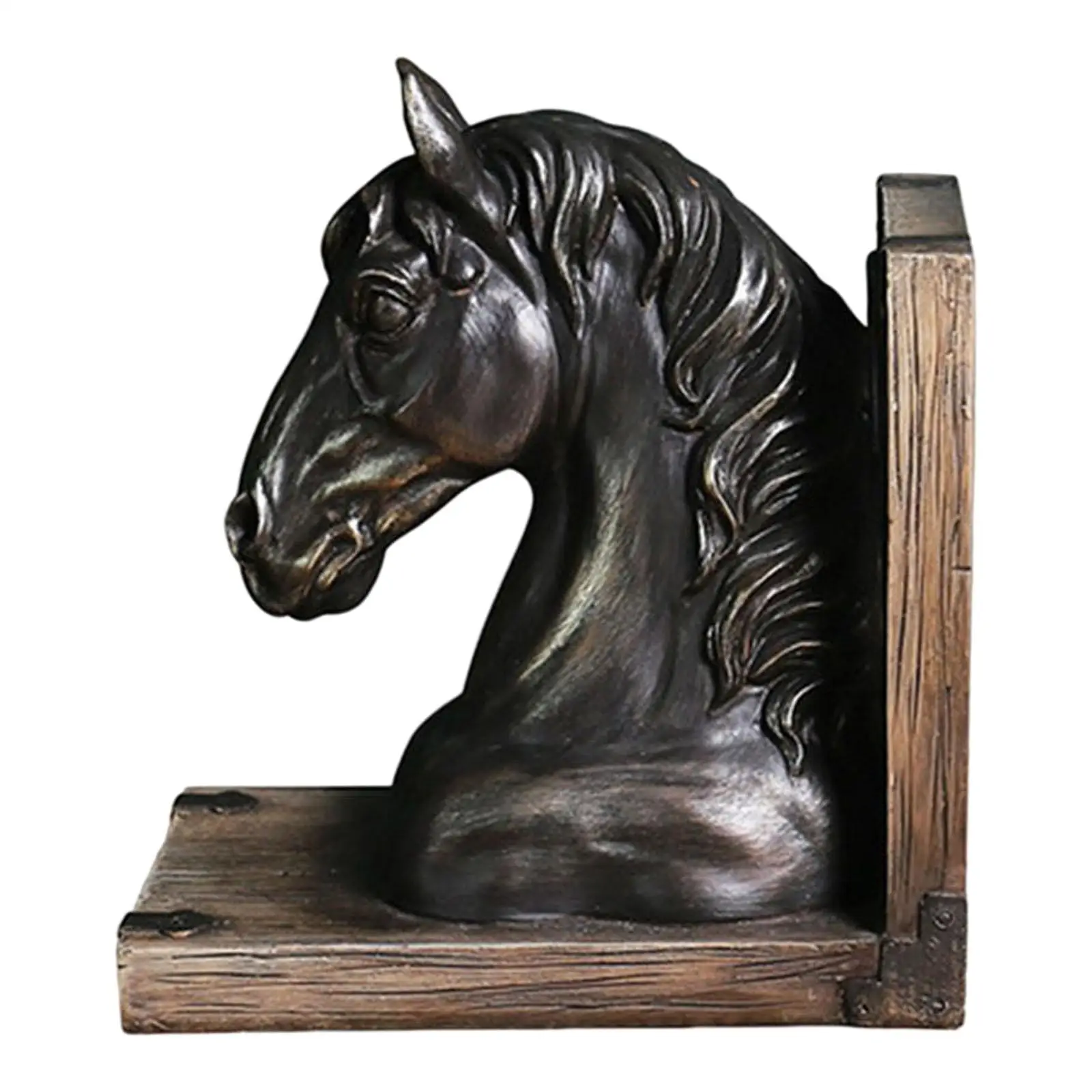 Vintage Horse Head Statue Resin Figurine Decorative Bookend Book Stopper Animal Sculpture Book Stand Desk Shelf Decoration