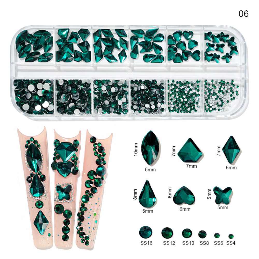 Best of 12Gird / Box Mixed Shape Nail Rhinestone 3D AB / Gold Non Hotfix Flatback Crystal Diamond Gem DIY Glitter Stone Nail Art Decoration Reviews & Tips - Image 6