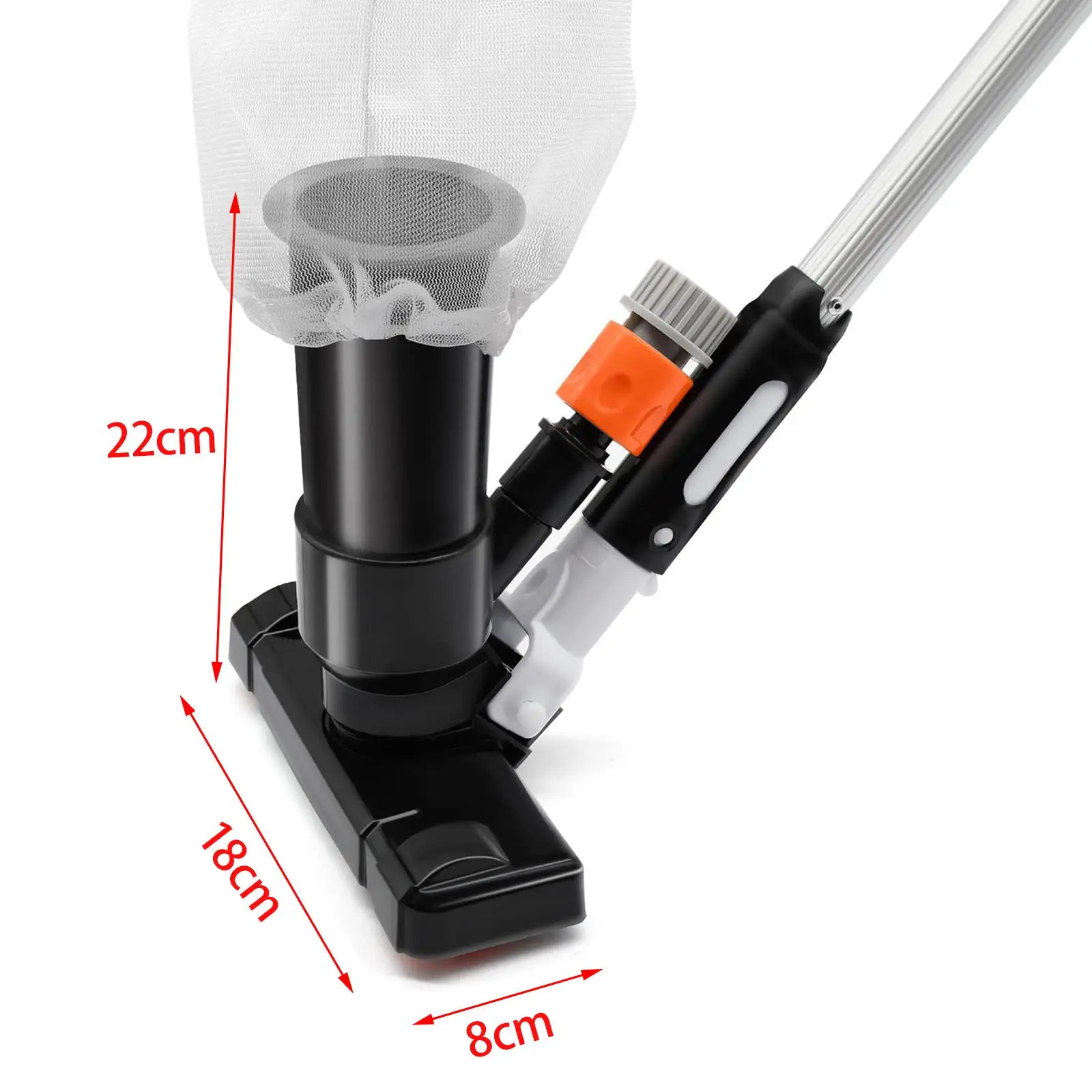 3.9ft Pool Vacuum Jet Cleaner Cleaning Kit EU Connector Bottom with 2 Wheels Durable Efficient Suction Head and Mesh Bag for Tub