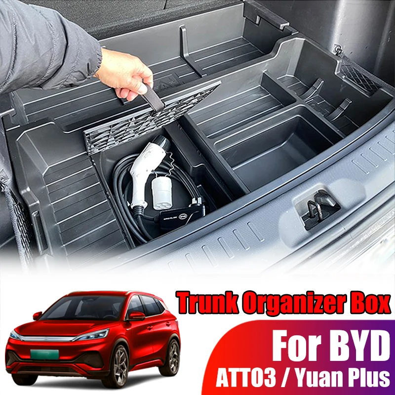 For BYD Atto3 EV Car Trunk Organizer Box Yuan Plus Accessories SUV Expand Storage Box Customized Large Capacity Spare Gap Filler