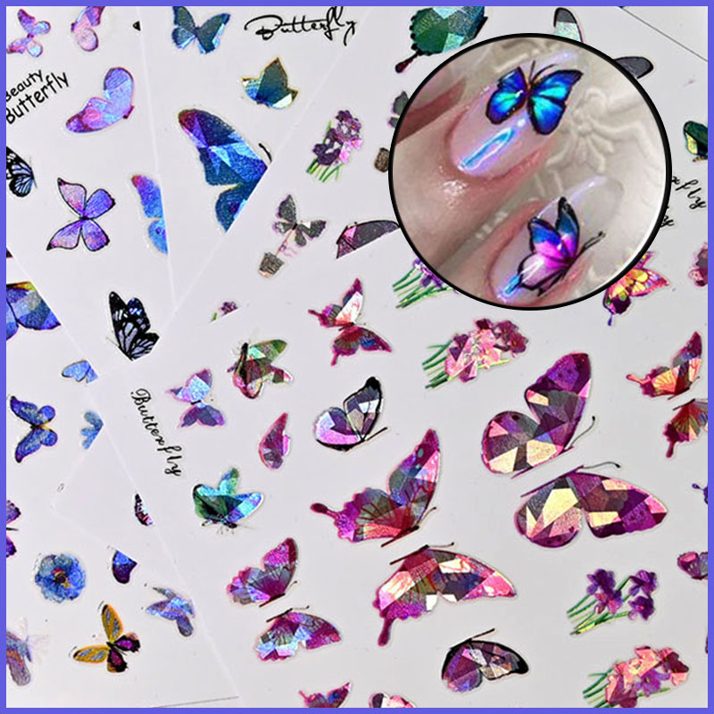 Best of 12pcs Holographic Laser Butterfly 3D Nails Sticker Colors Gold DIY Nail Decals Designs For Nail Art Manicures Decorations Salon Reviews & Tips