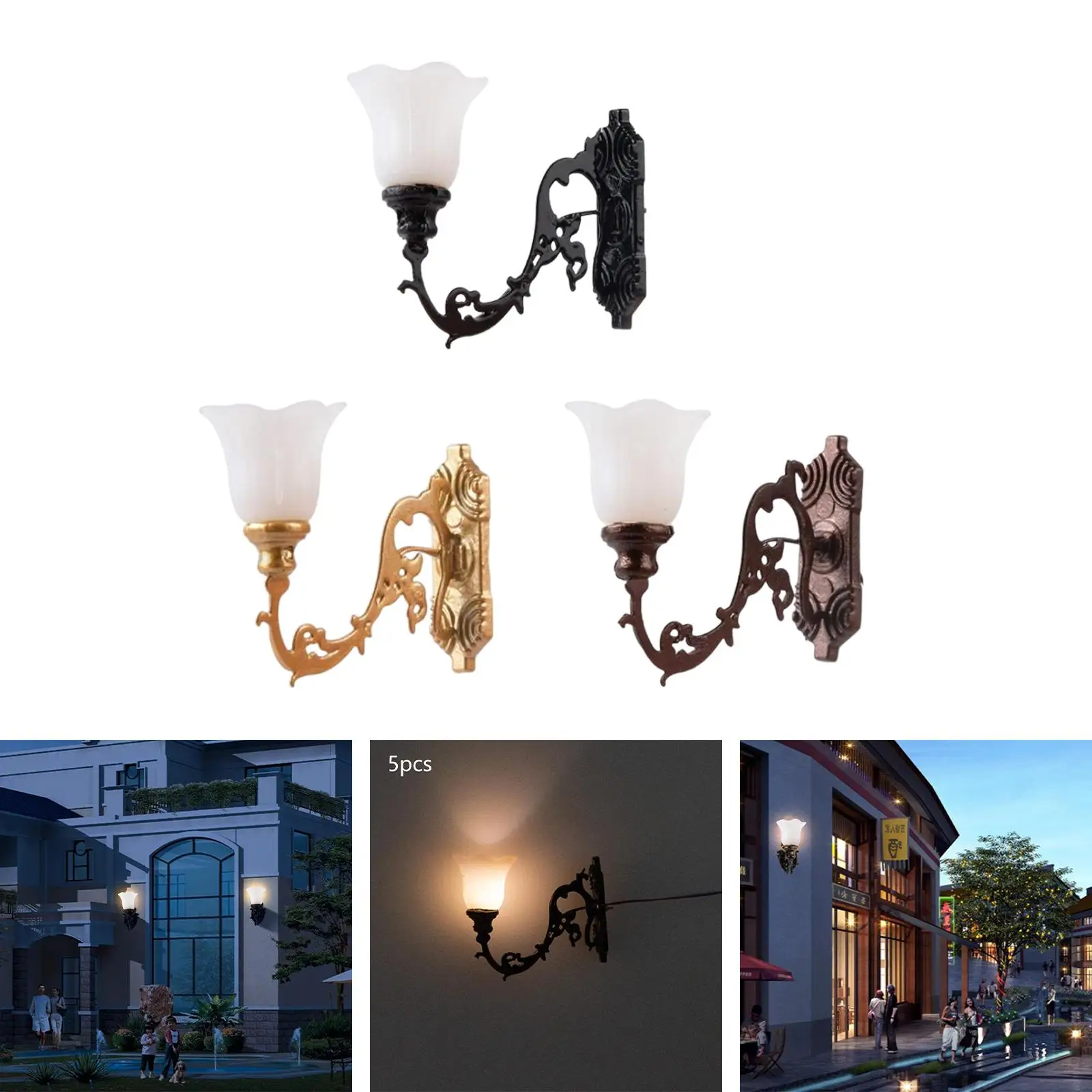 5x Model Railway Wall Lamp Outdoor s for Micro Landscape Building Model Kit