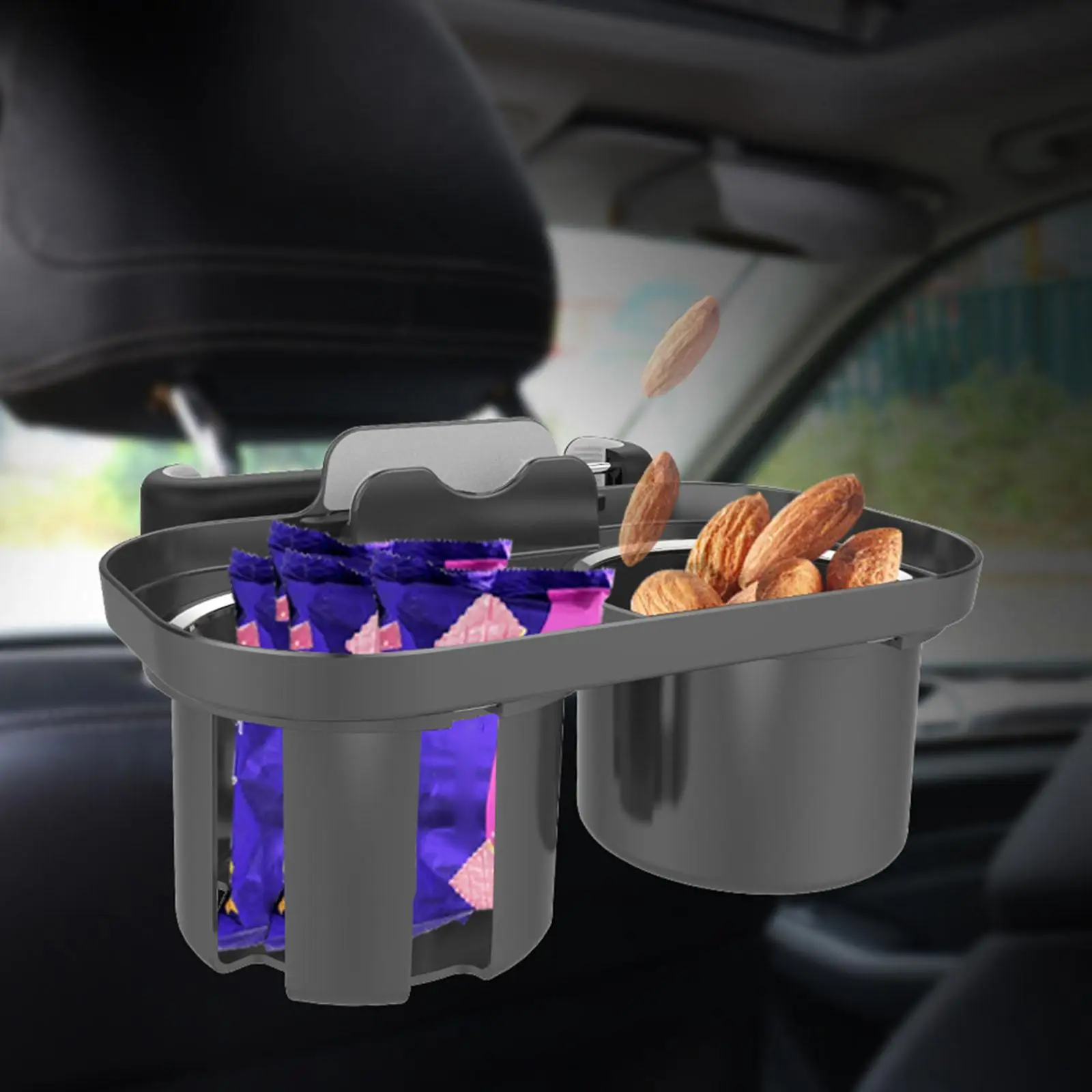 Durable Car Cup Holder with Phone Mount Automotive Interior Accessories Food Tray Drink Pocket for Bottle Beverage Travel